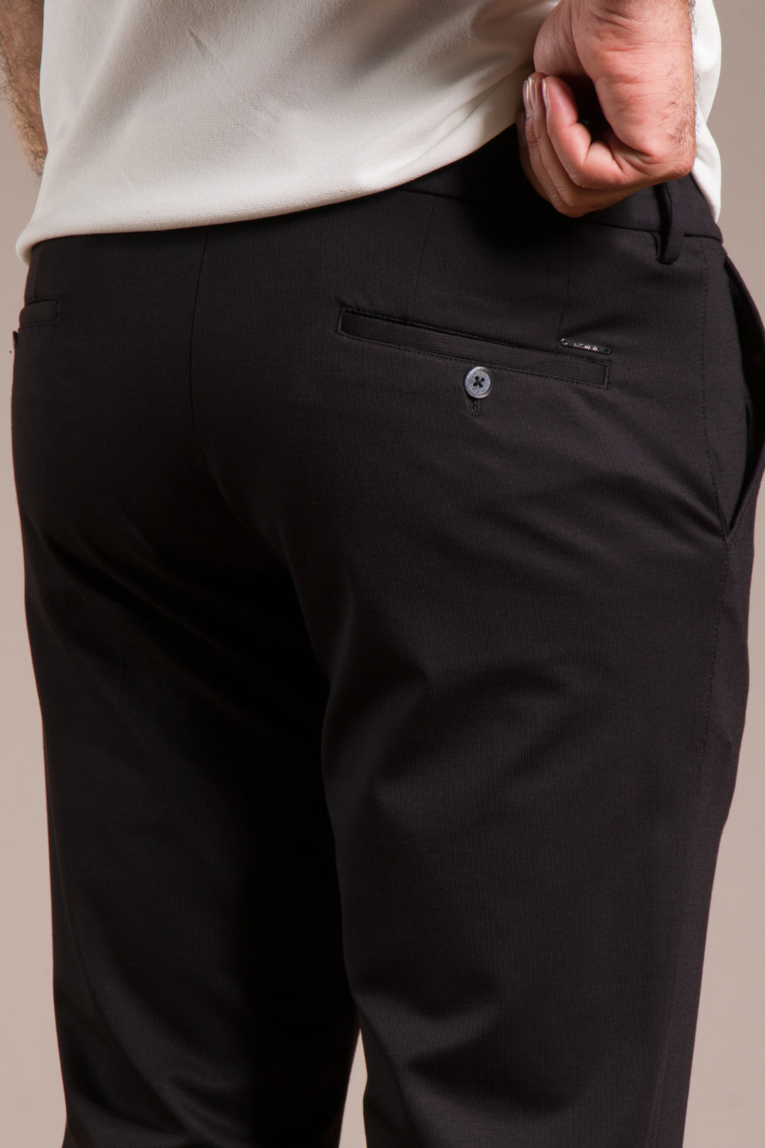 Çizgili Penye Ribanalı Slim Fit Keten Pantolon