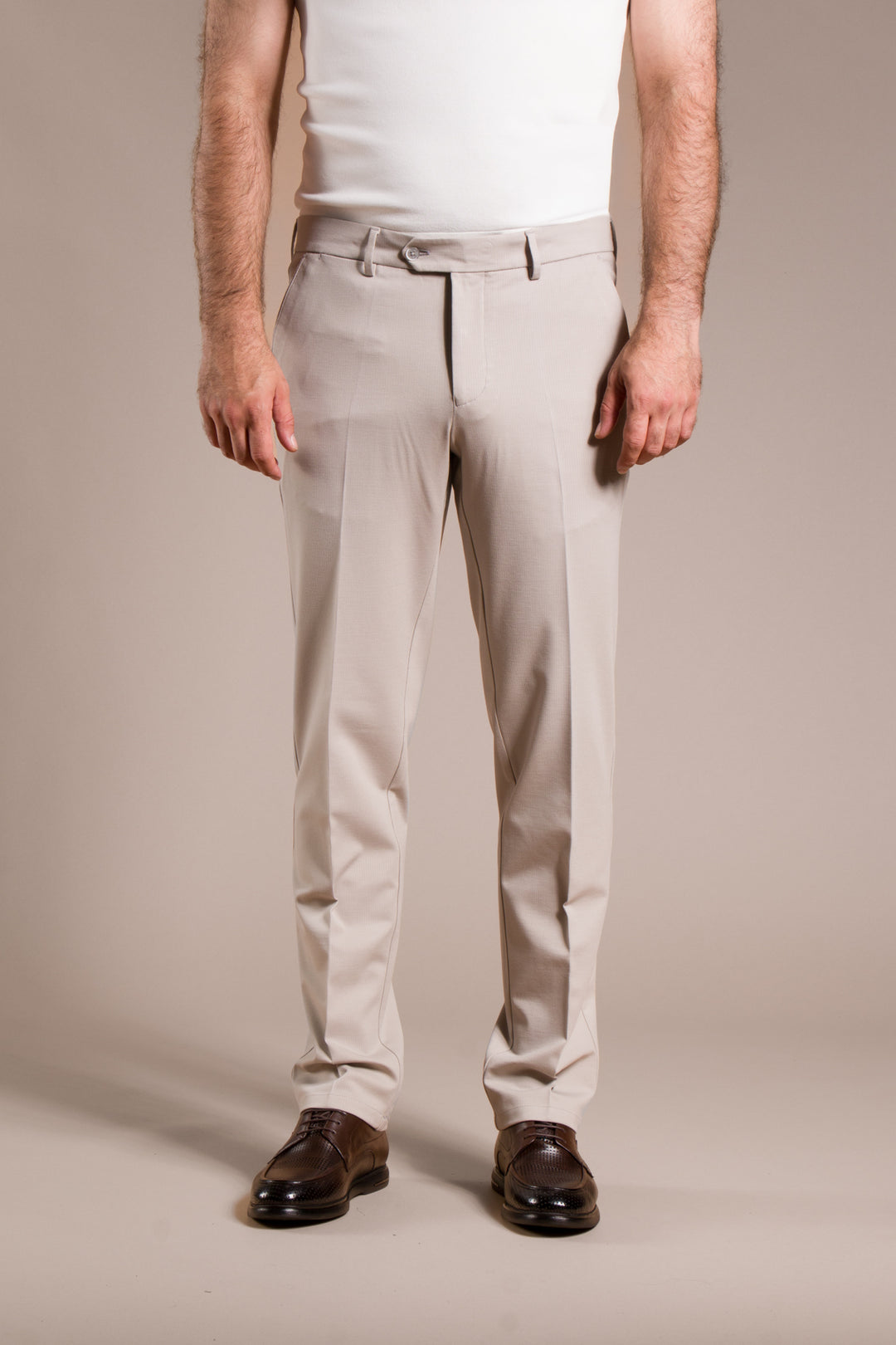 Çizgili Penye Regular Fit Keten Pantolon
