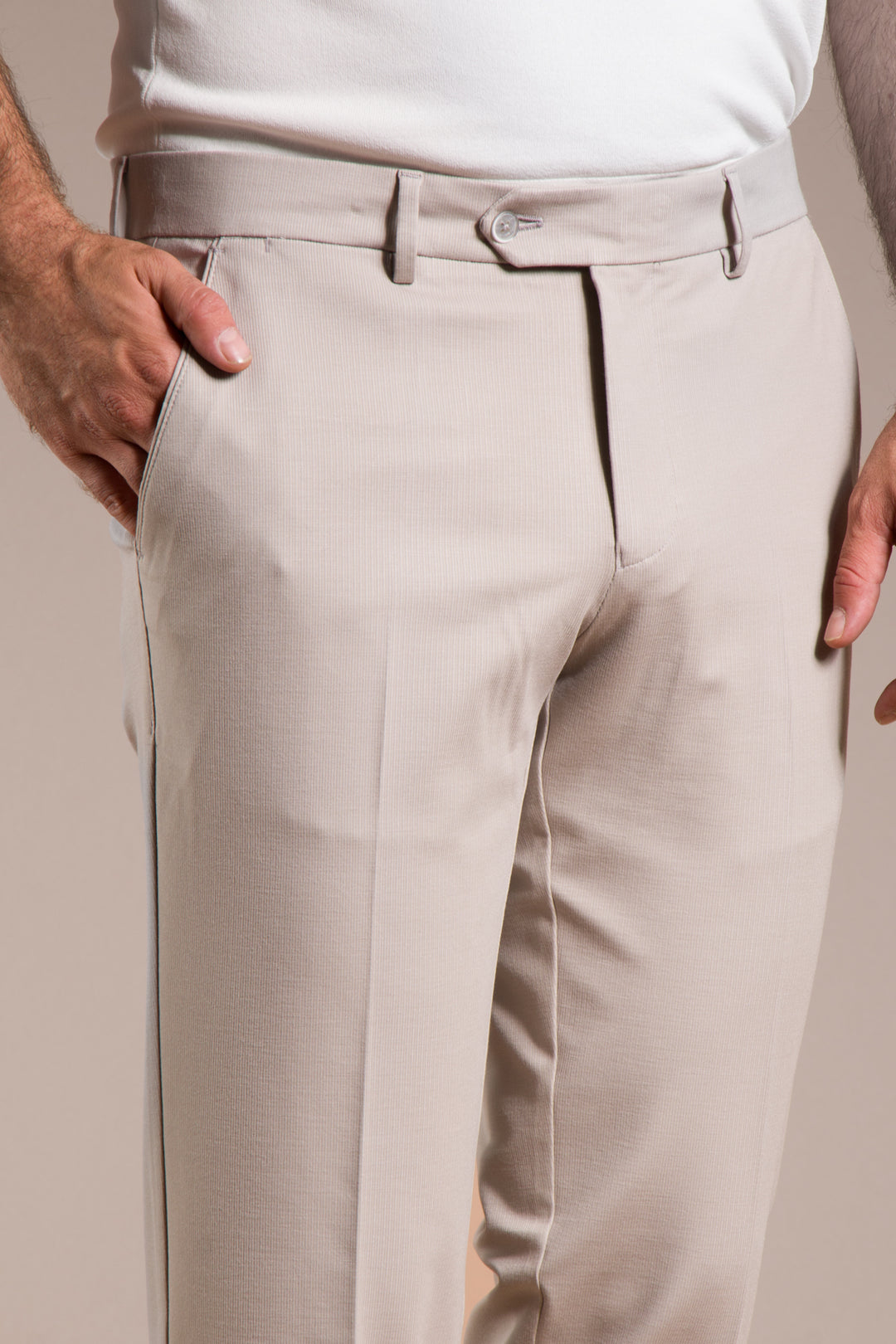 Çizgili Penye Regular Fit Keten Pantolon