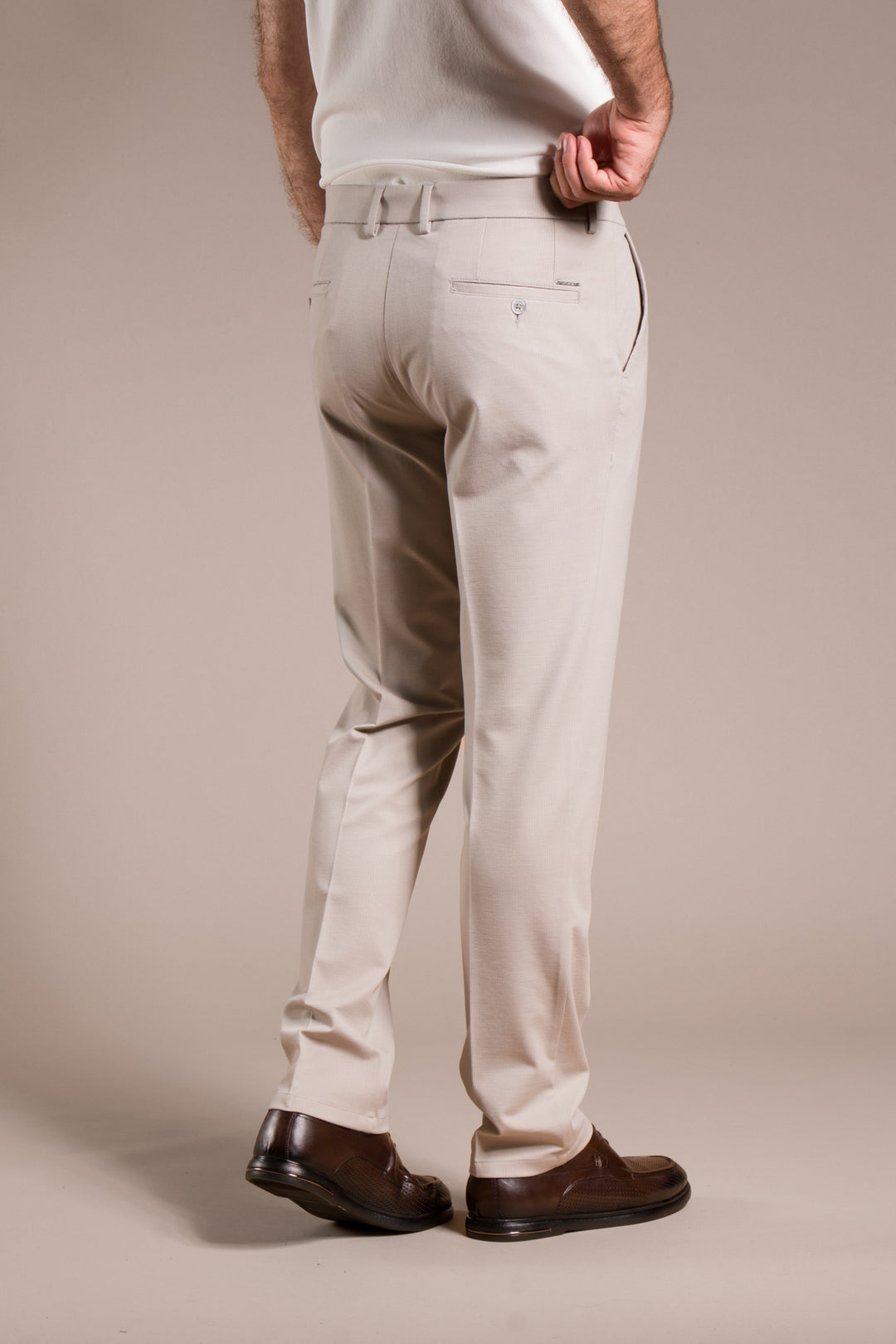 Çizgili Penye Regular Fit Keten Pantolon