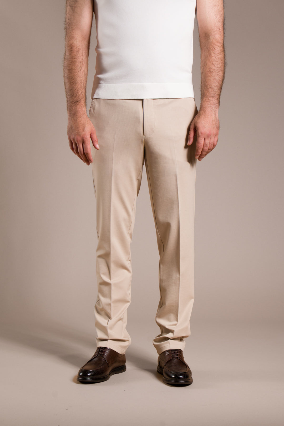 Çizgili Penye Regular Fit Keten Pantolon