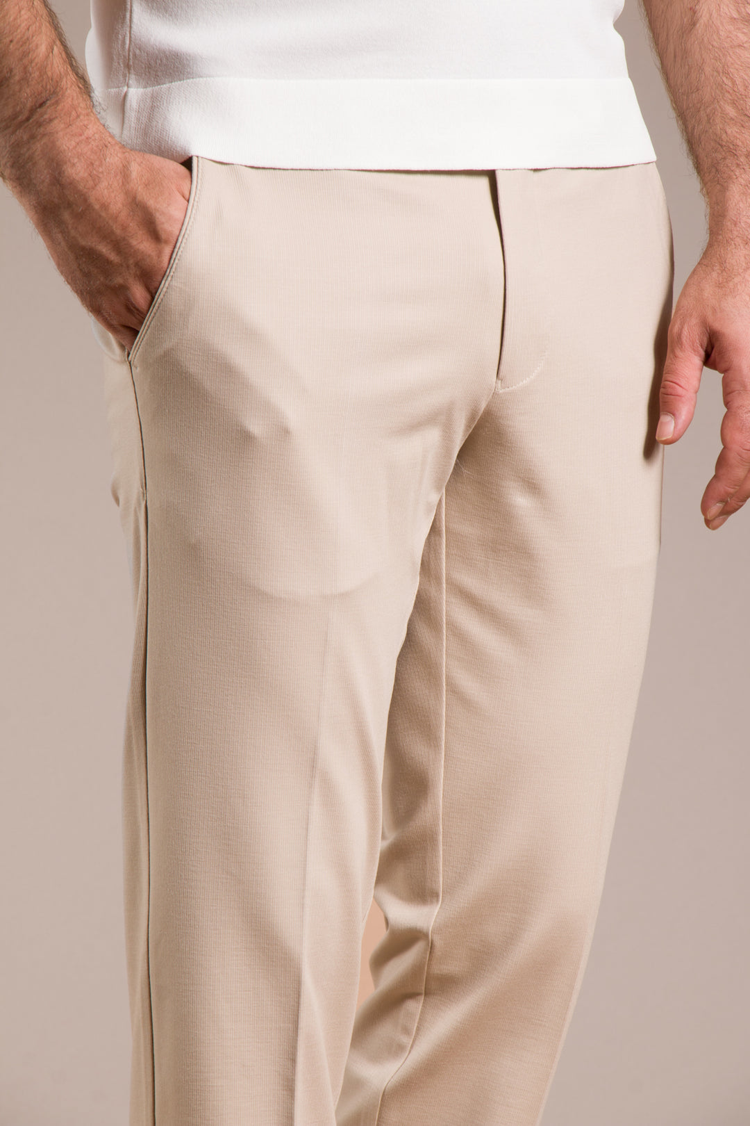 Çizgili Penye Regular Fit Keten Pantolon