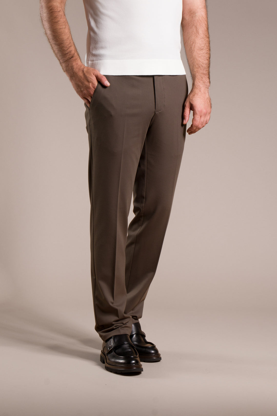 Çizgili Penye Regular Fit Keten Pantolon