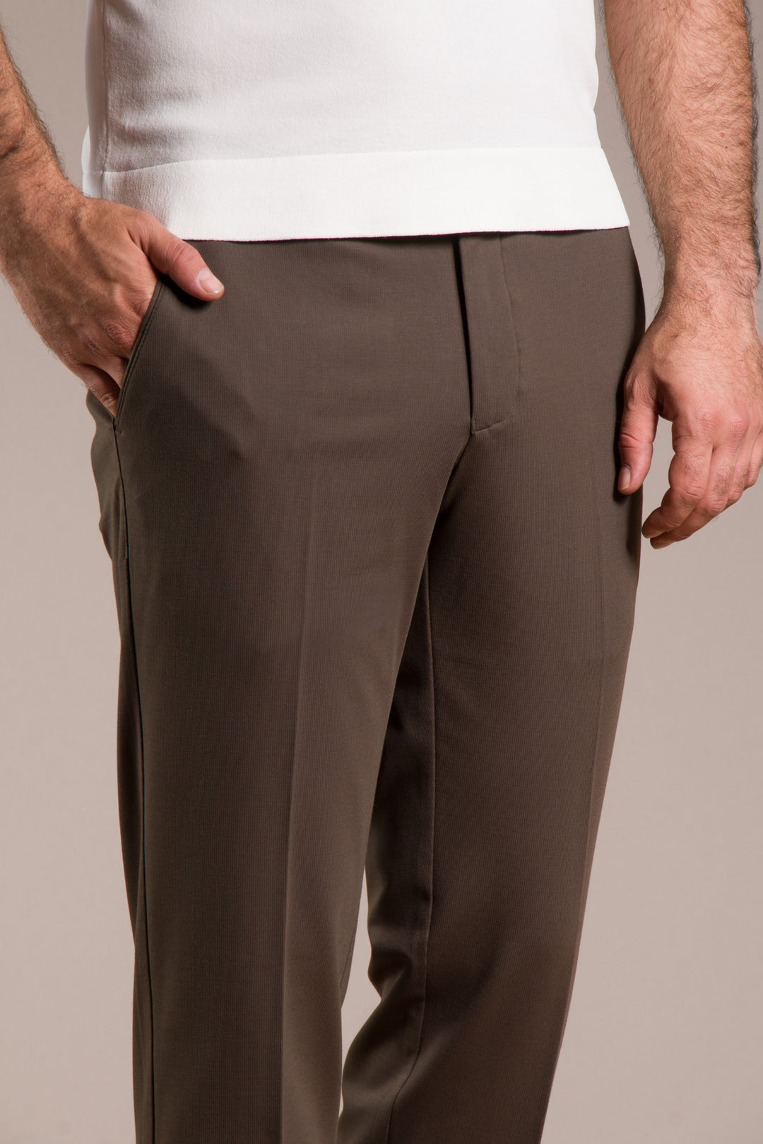 Çizgili Penye Regular Fit Keten Pantolon