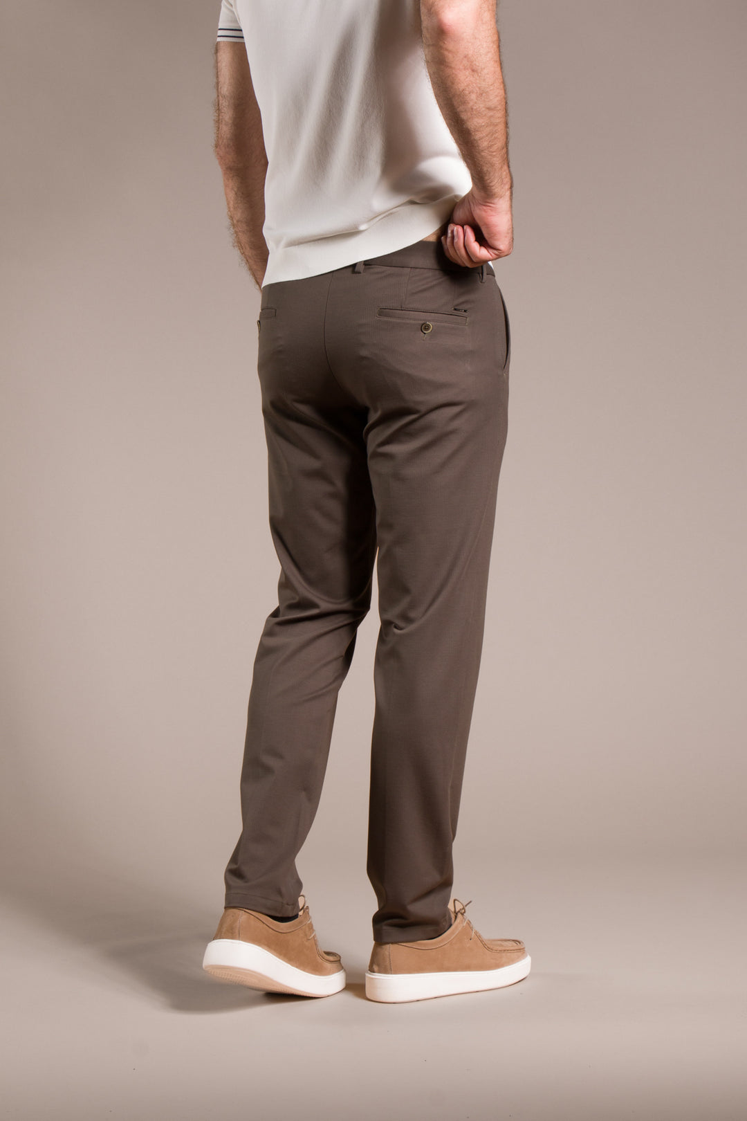 Çizgili Penye Ribanalı Slim Fit Keten Pantolon