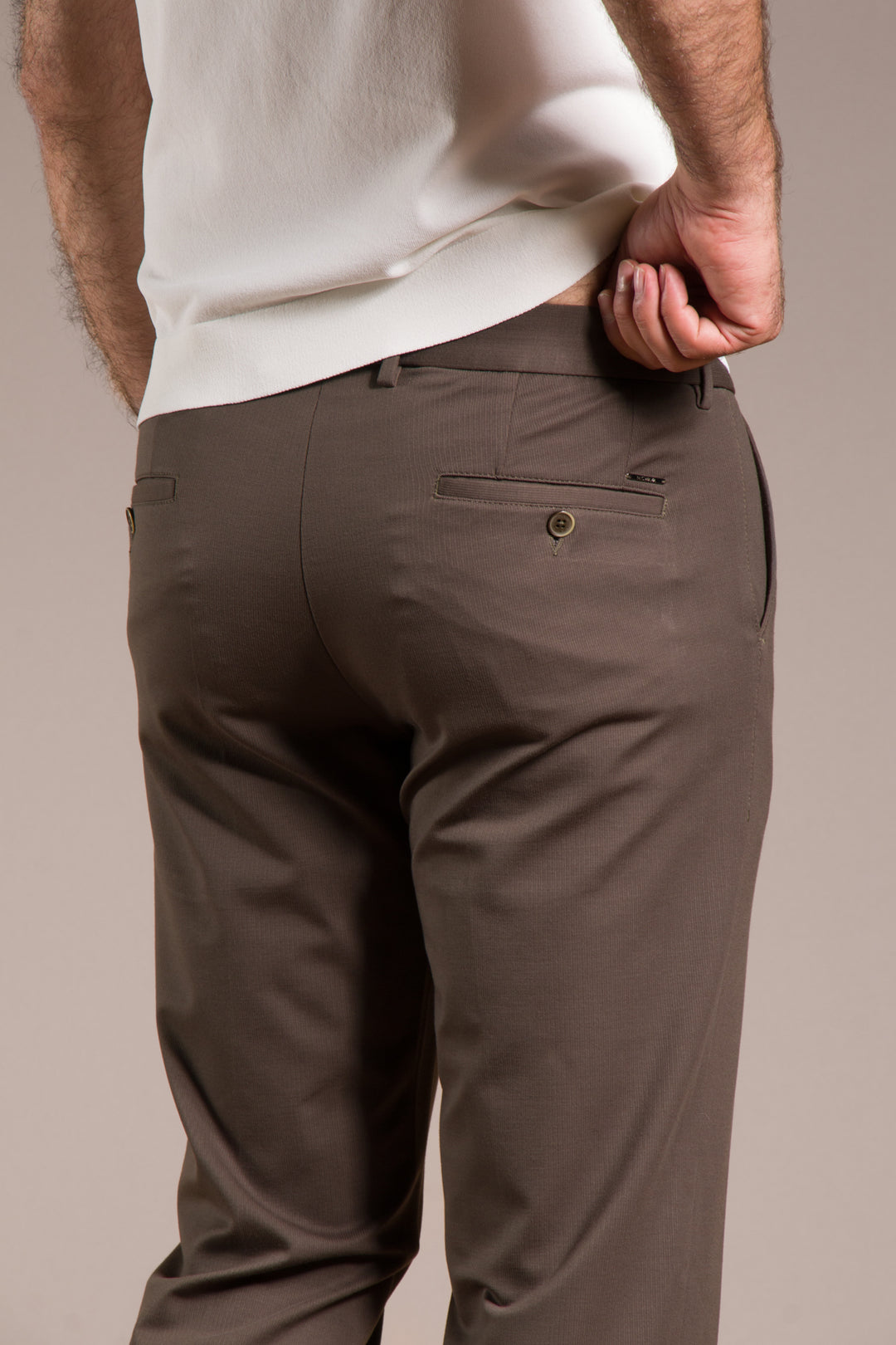 Çizgili Penye Ribanalı Slim Fit Keten Pantolon