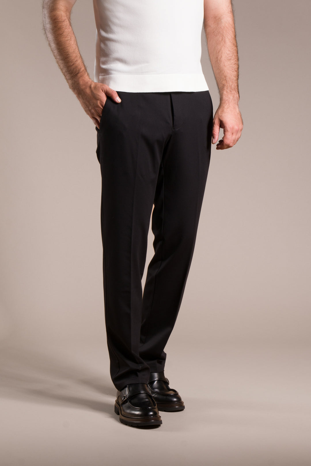 Çizgili Penye Regular Fit Keten Pantolon