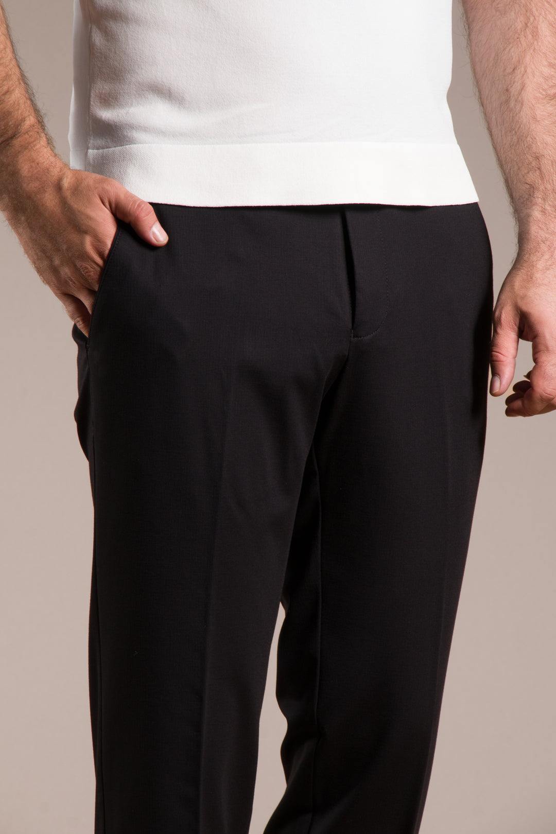 Çizgili Penye Regular Fit Keten Pantolon