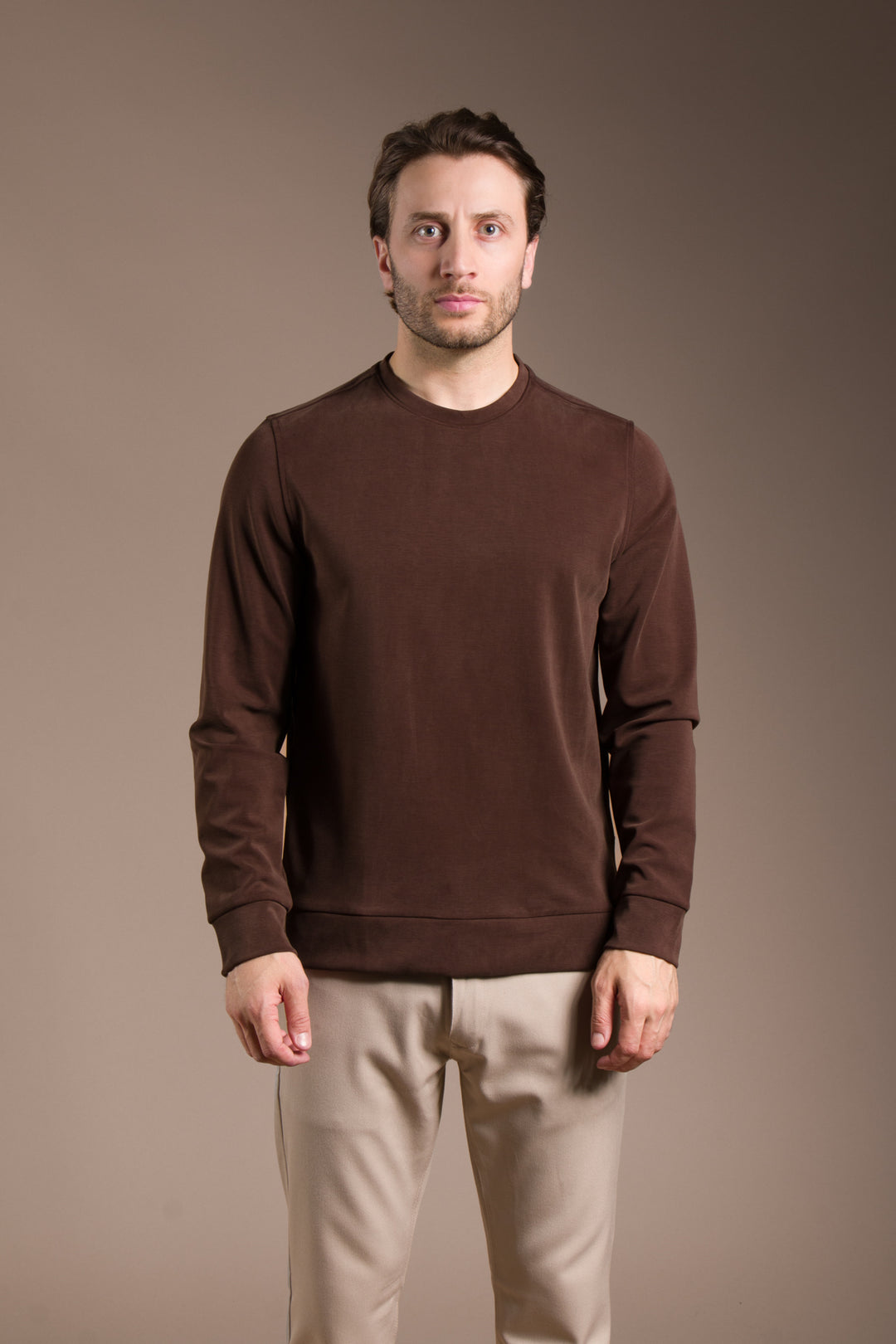 Kahve Dokulu Basic Sweatshirt