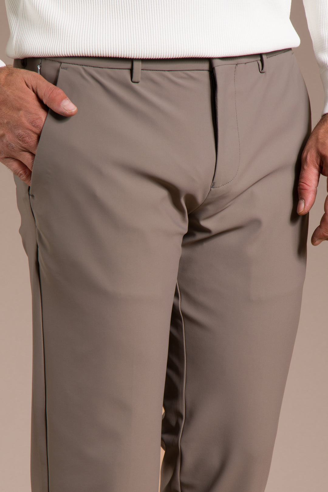 Bej Ribanalı Kolombiya Slim Fit Pantolon