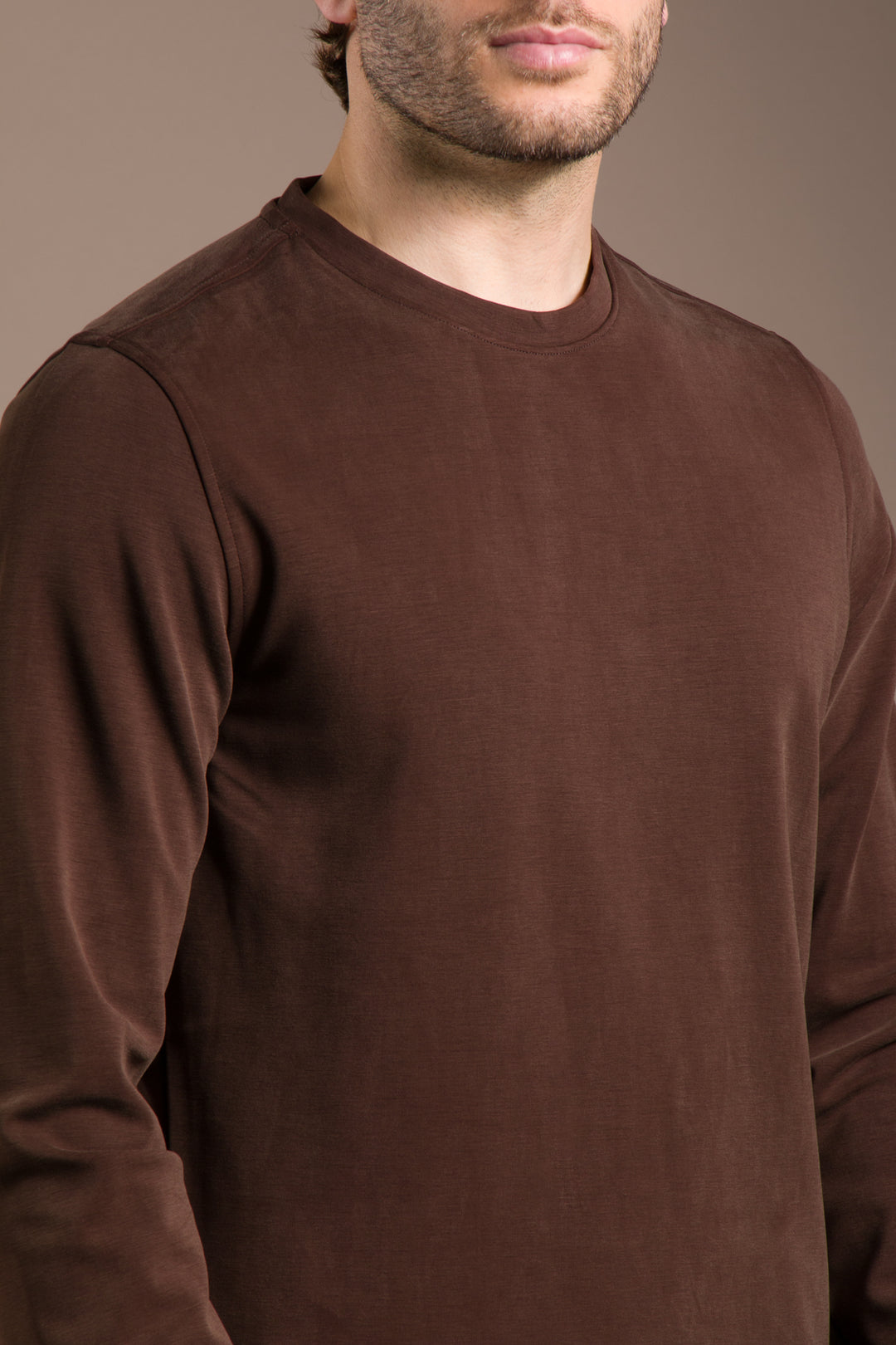 Kahve Dokulu Basic Sweatshirt