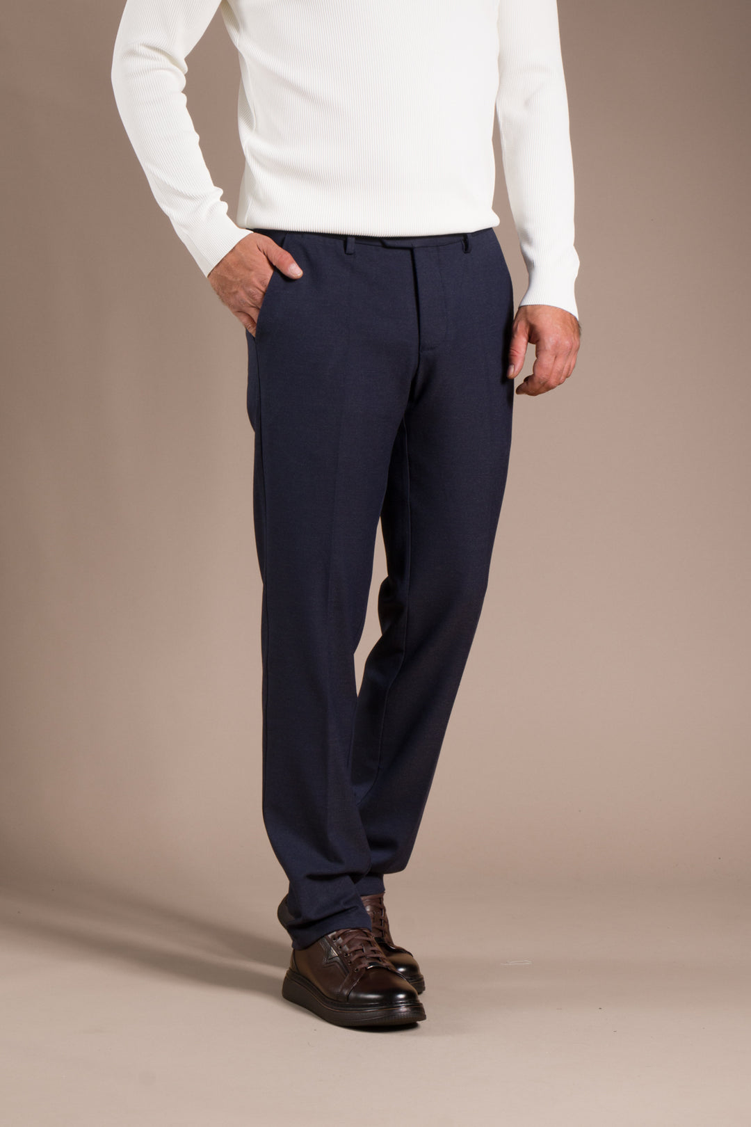 Lacivert Kaşe Regular Fit Pantolon