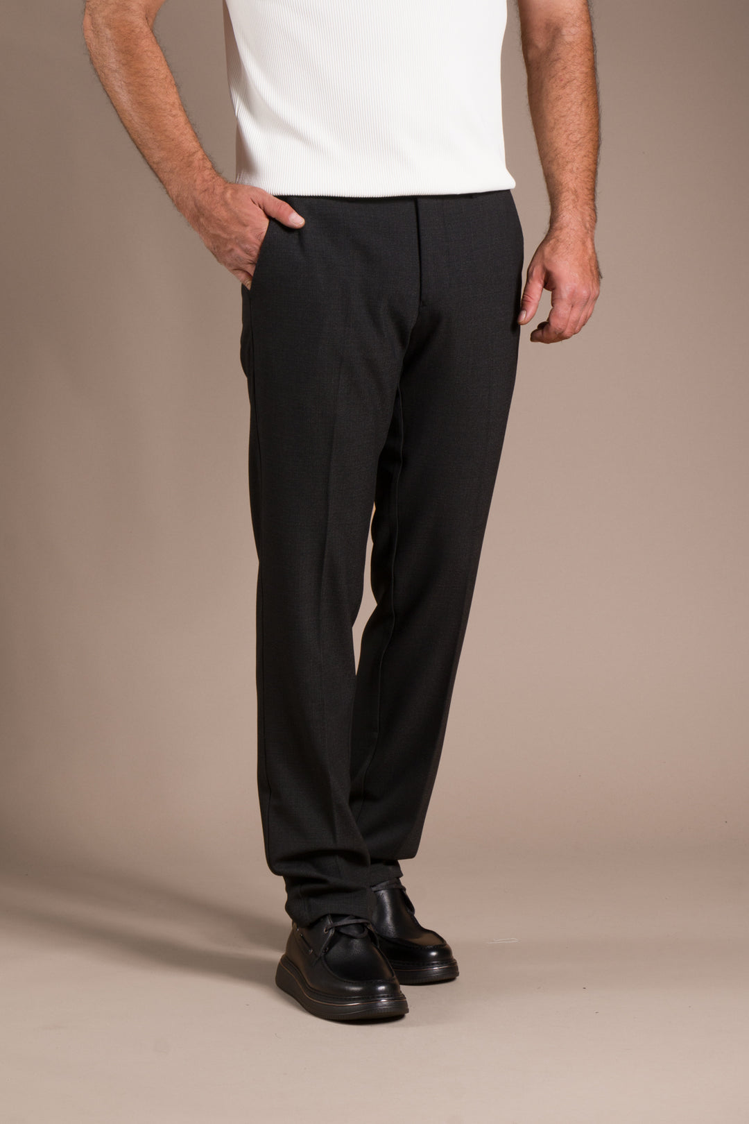 Antrasit Granada Regular Fit Keten Pantolon