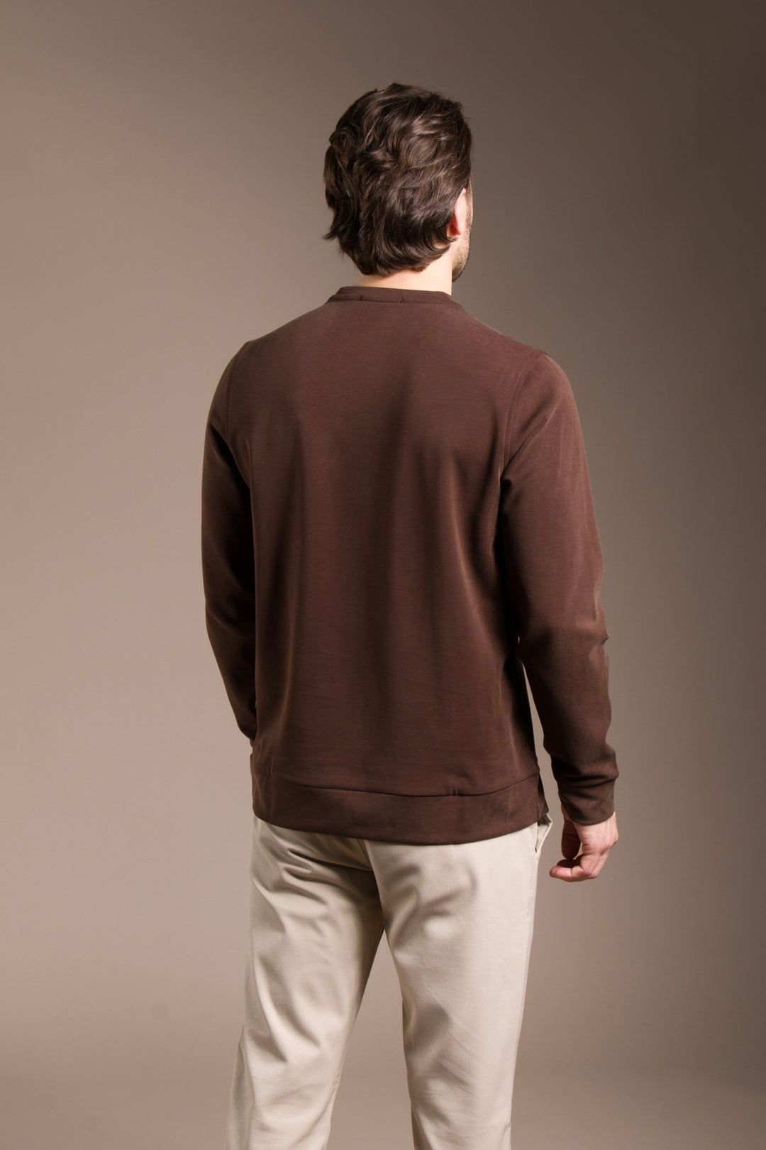 Kahve Dokulu Basic Sweatshirt