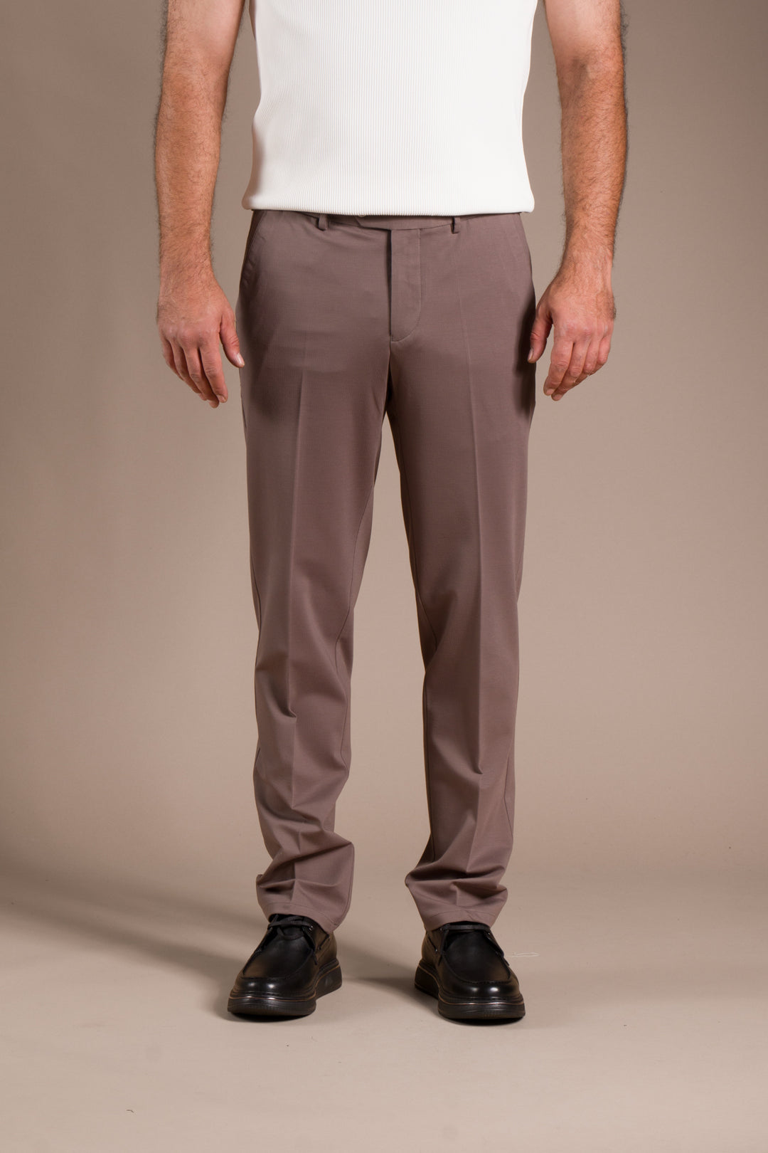 Vizon Çizgili Penye Regular Fit Keten Pantolon