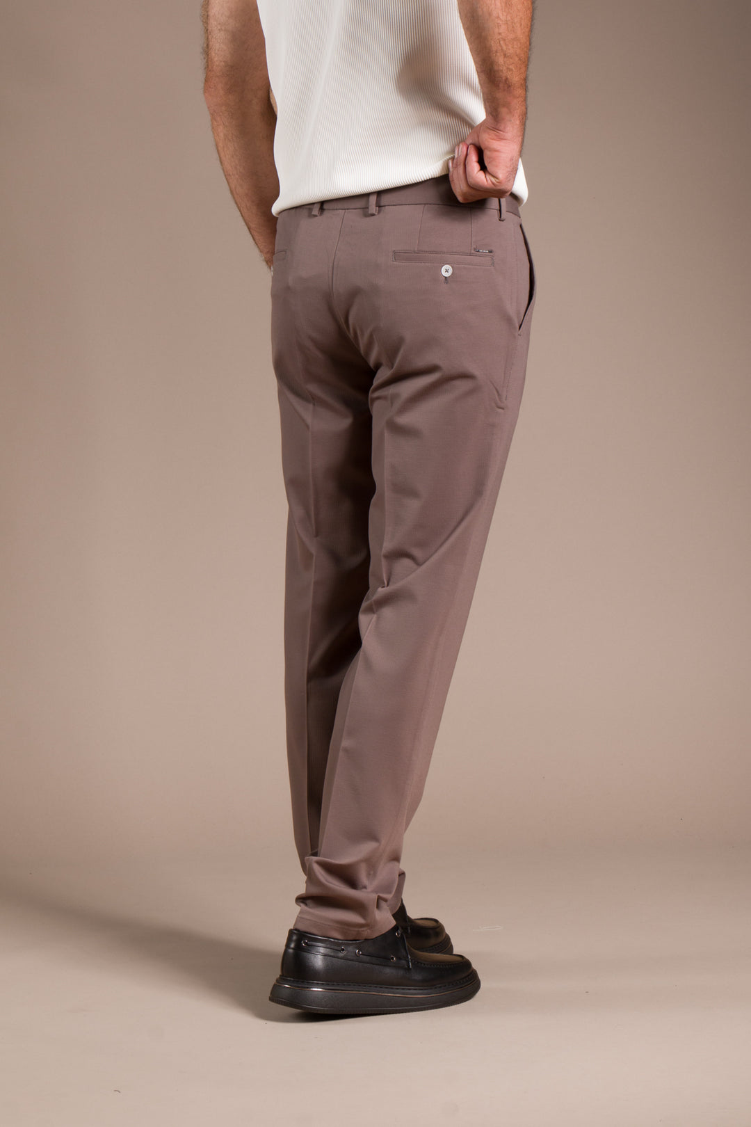 Vizon Çizgili Penye Regular Fit Keten Pantolon