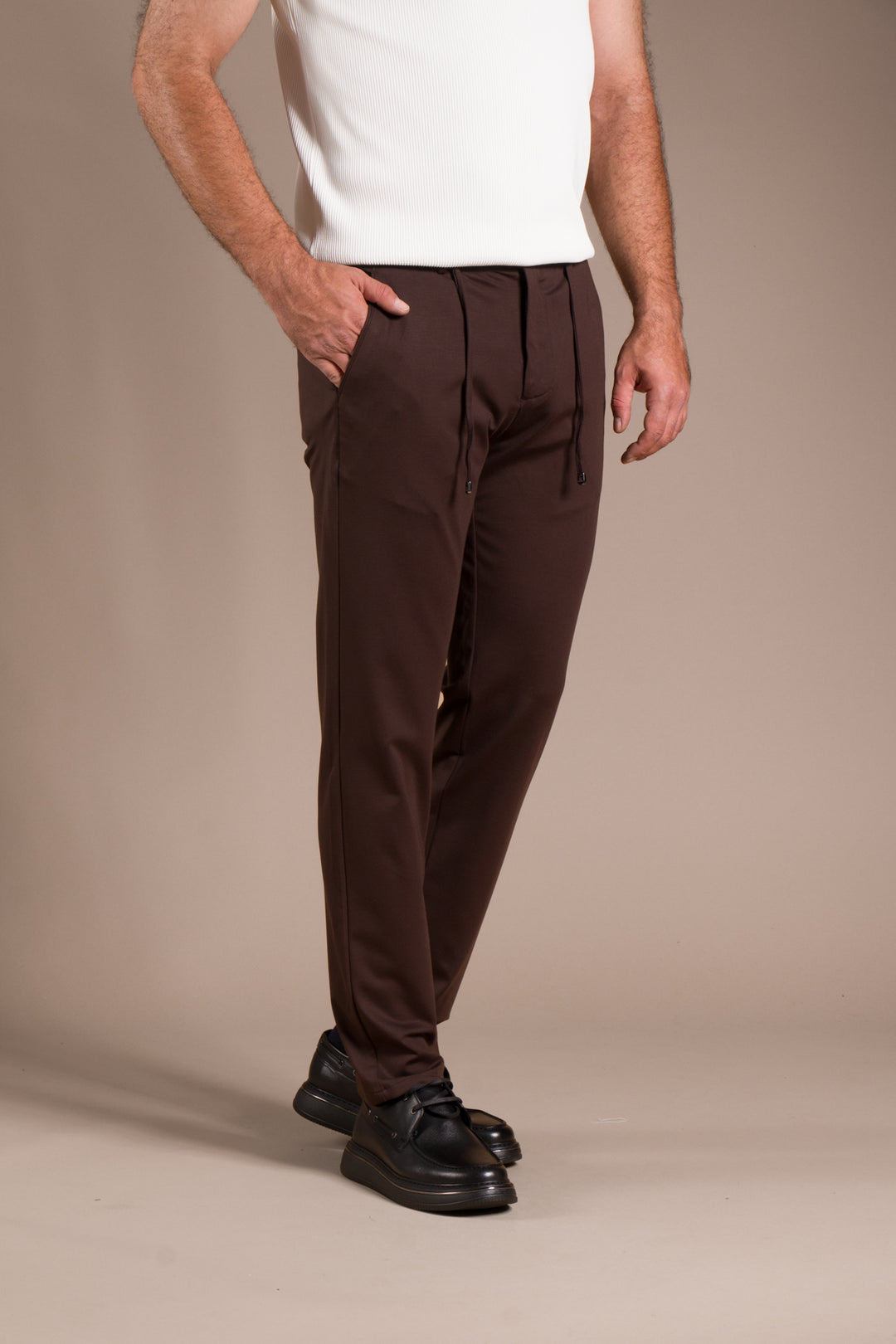 Koyu Kahve Penye İpli Jogger