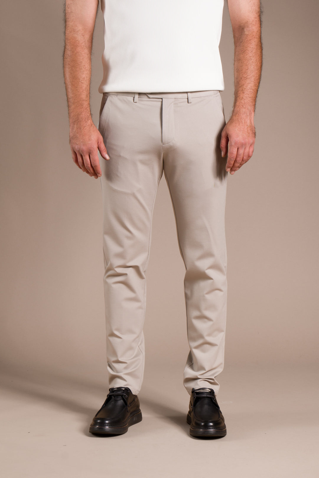 Taş Çizgili Penye Ribanalı Slim Fit Keten Pantolon