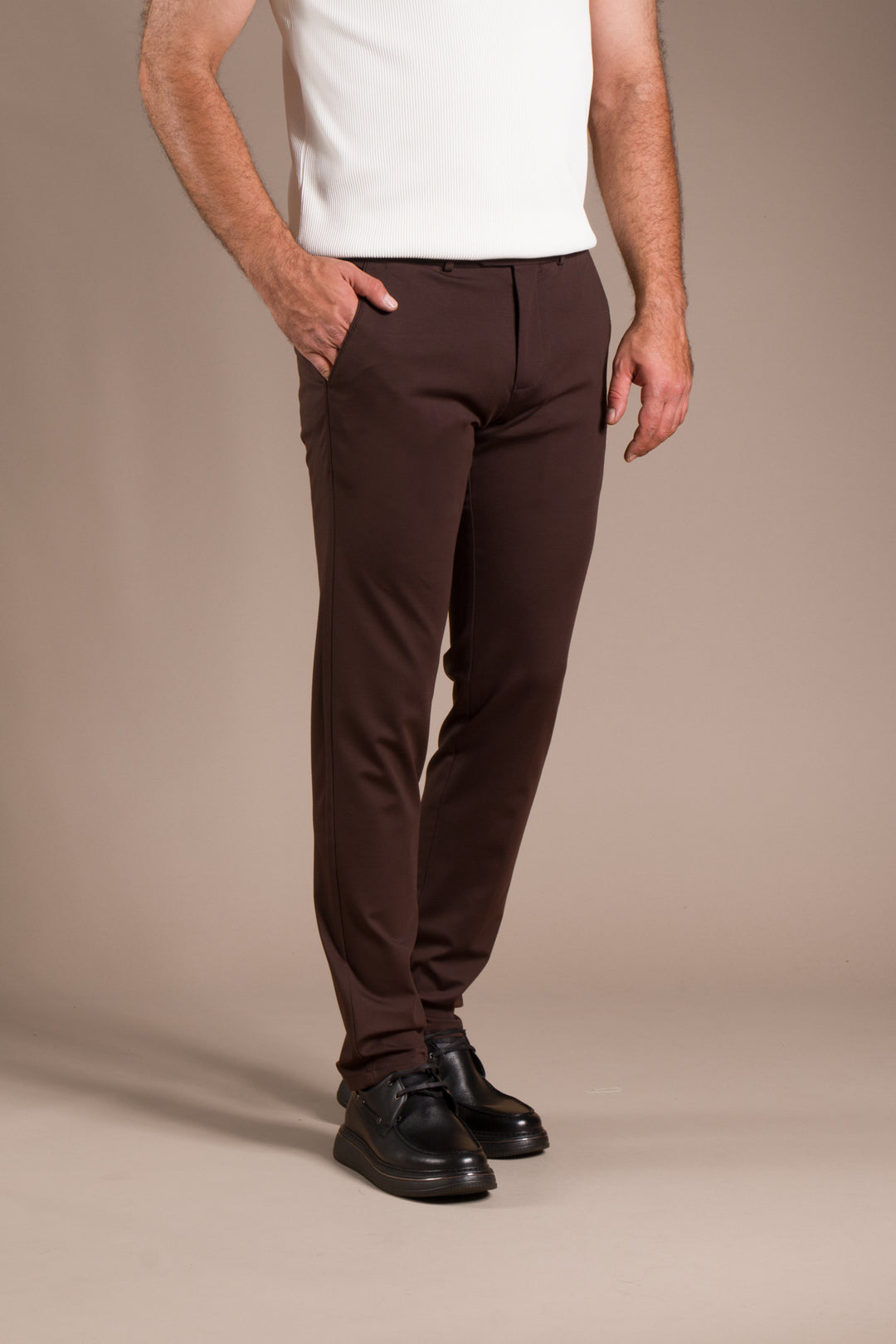 Kahve Granada Regular Fit Keten Pantolon