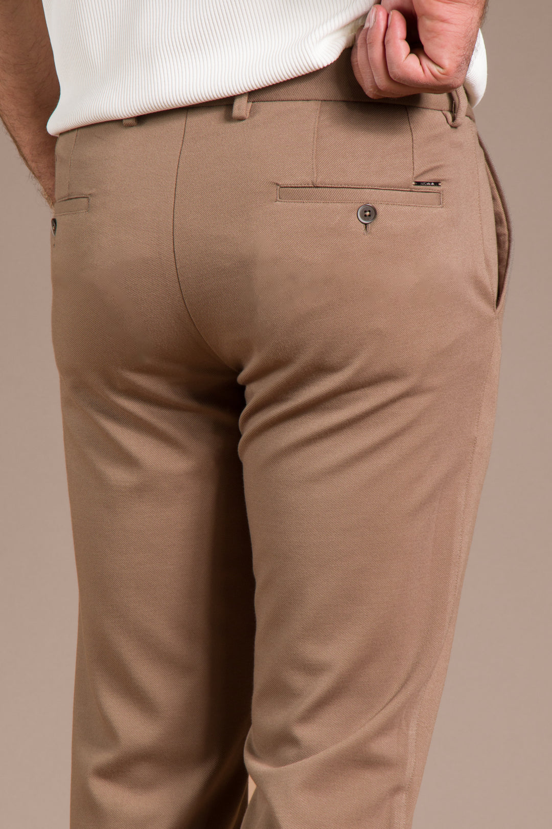 Bej Monaco Ribanalı Slim Fit Pantolon