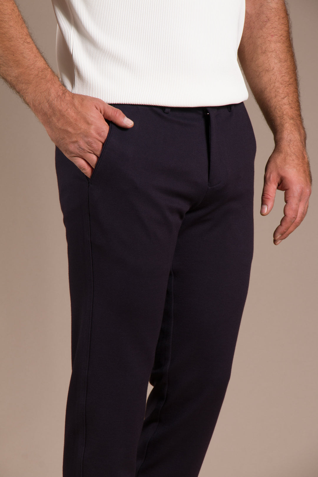 Lacivert Monaco Ribanalı Slim Fit Pantolon