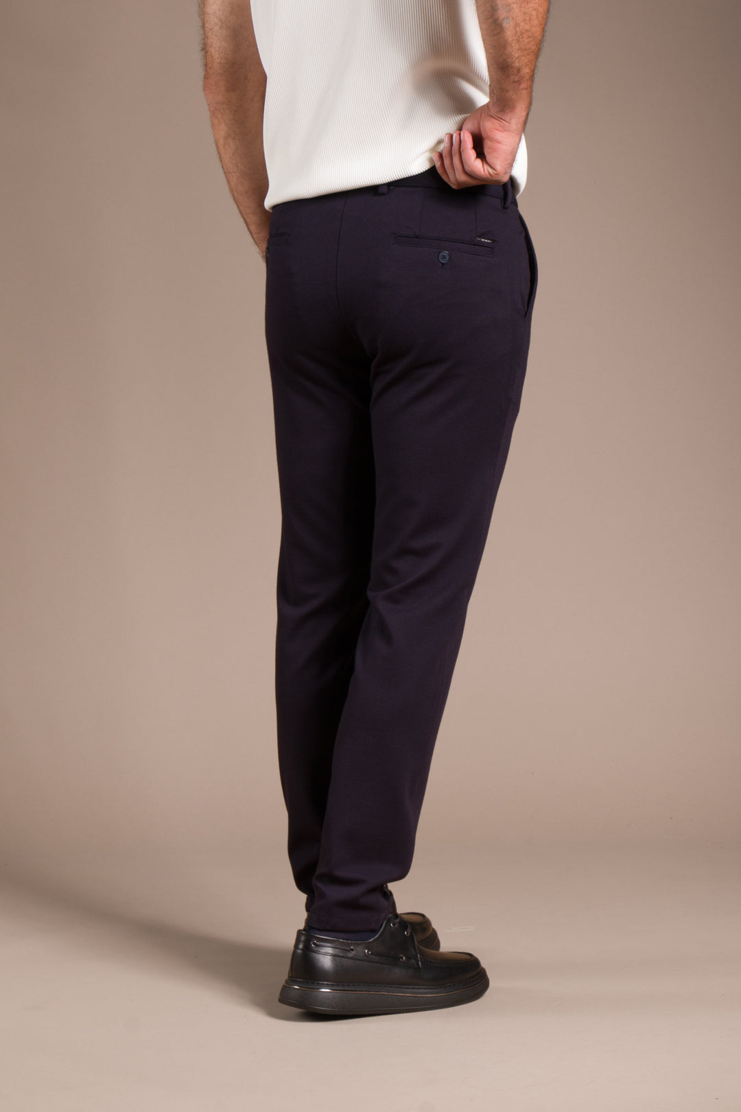 Lacivert Monaco Ribanalı Slim Fit Pantolon