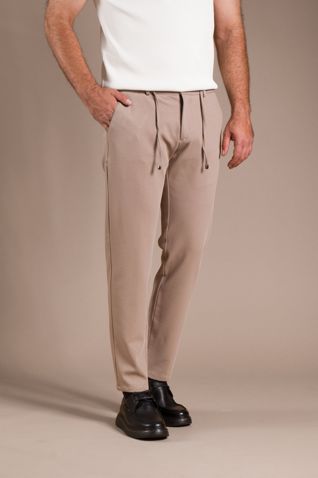 Bej Vegas Lastikli Slim Fit Jogger