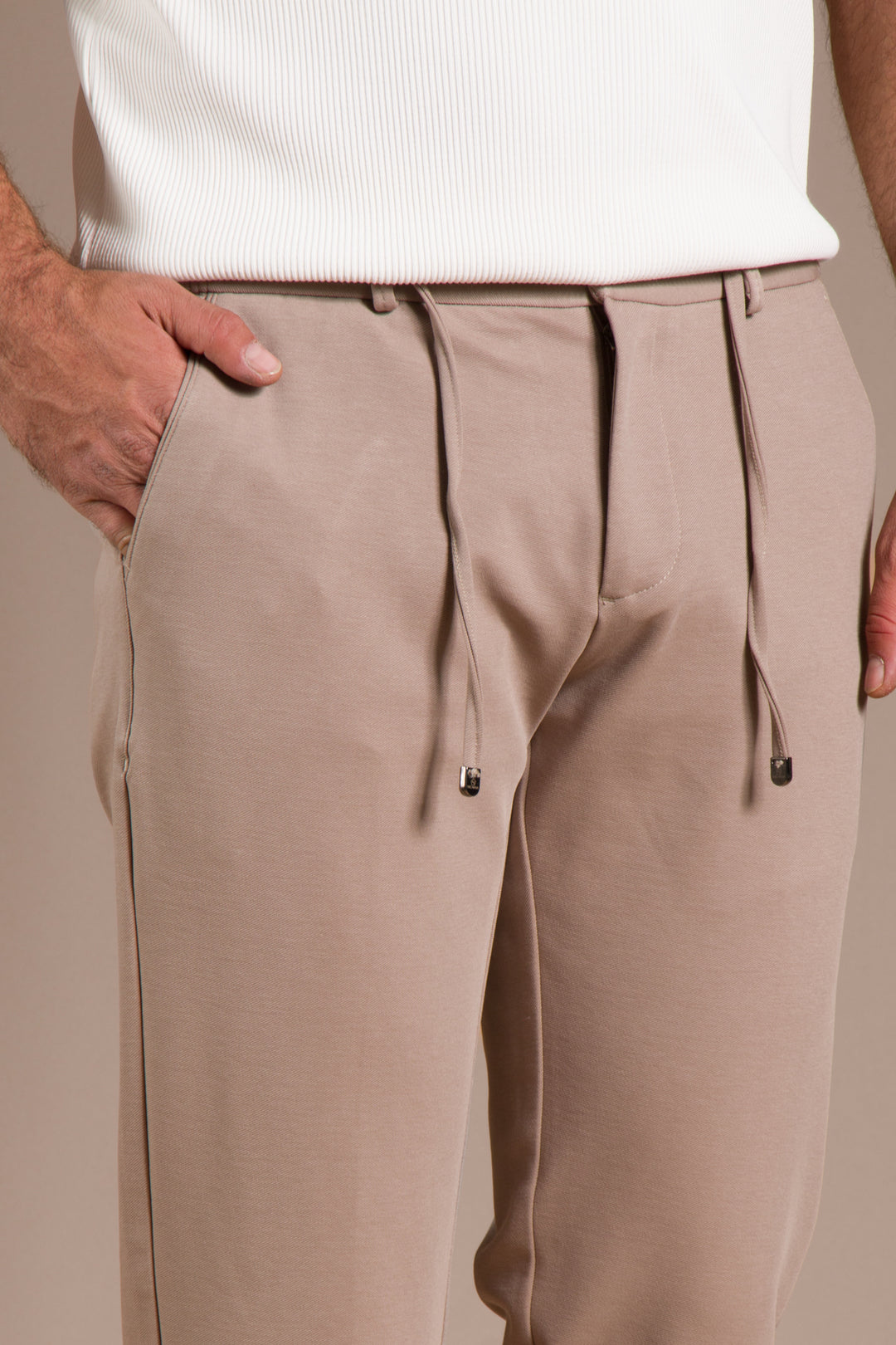 Bej Nicole Lastikli Slim Fit Jogger