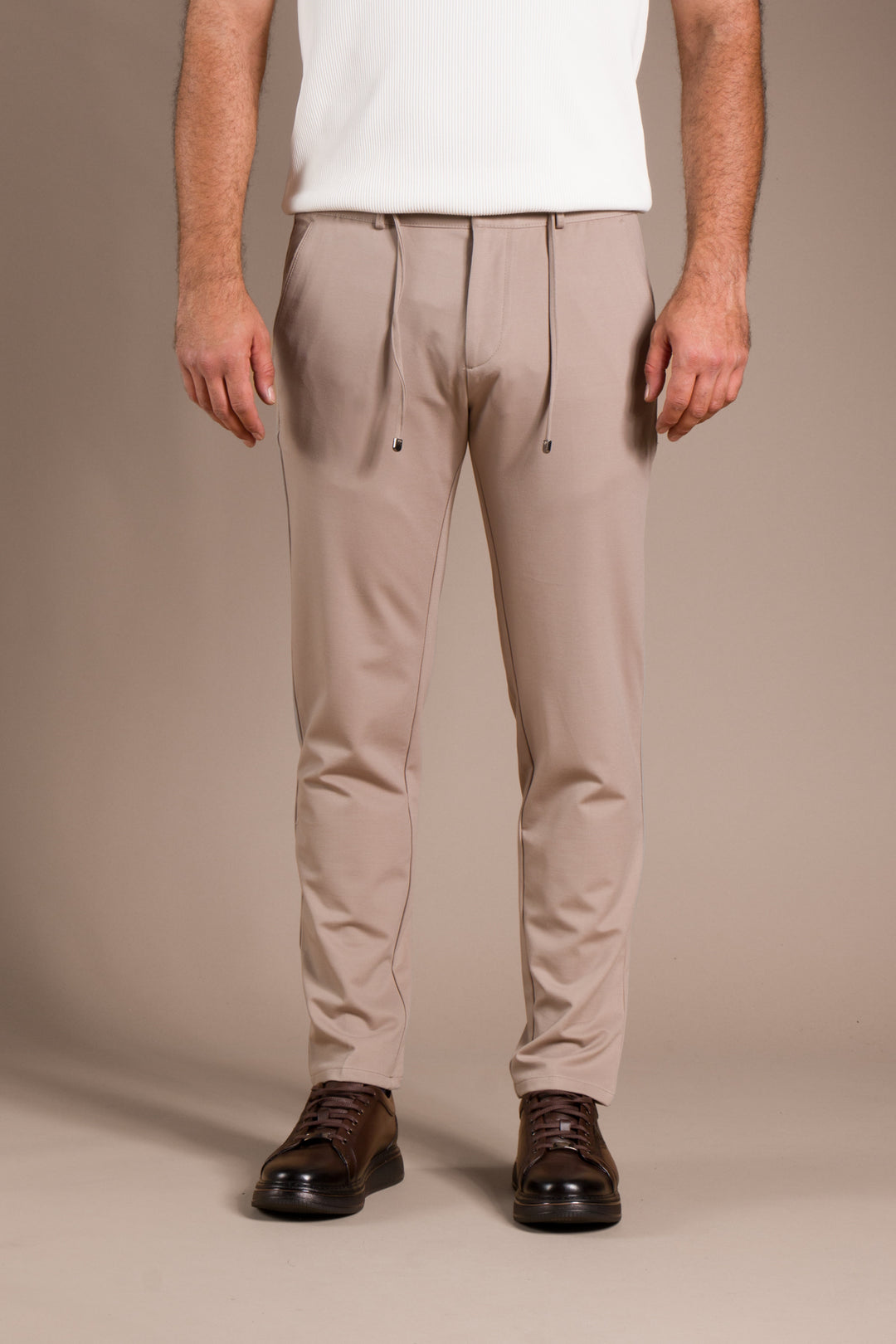 Bej Nicole Lastikli Slim Fit Jogger
