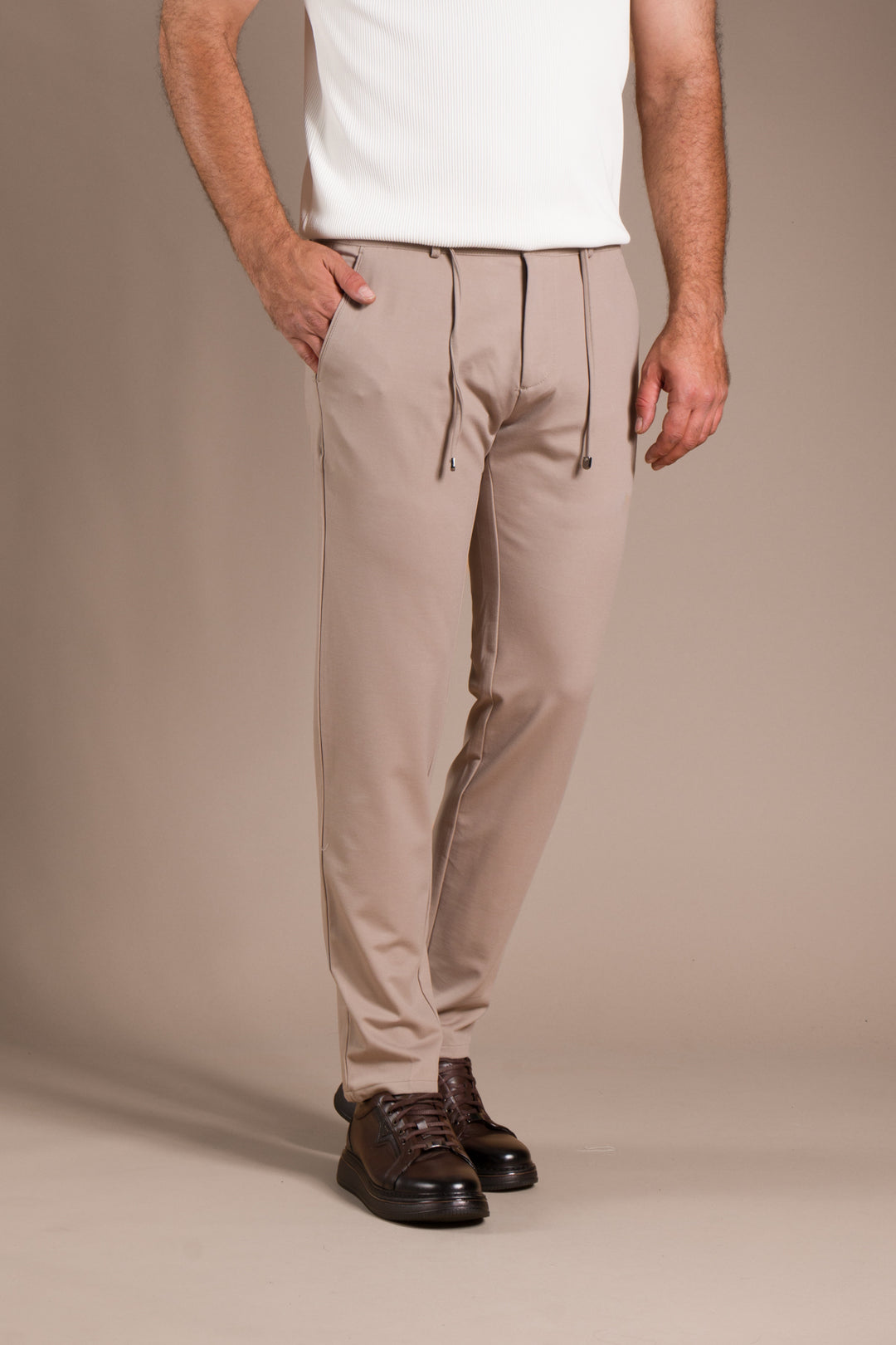 Bej Nicole Lastikli Slim Fit Jogger