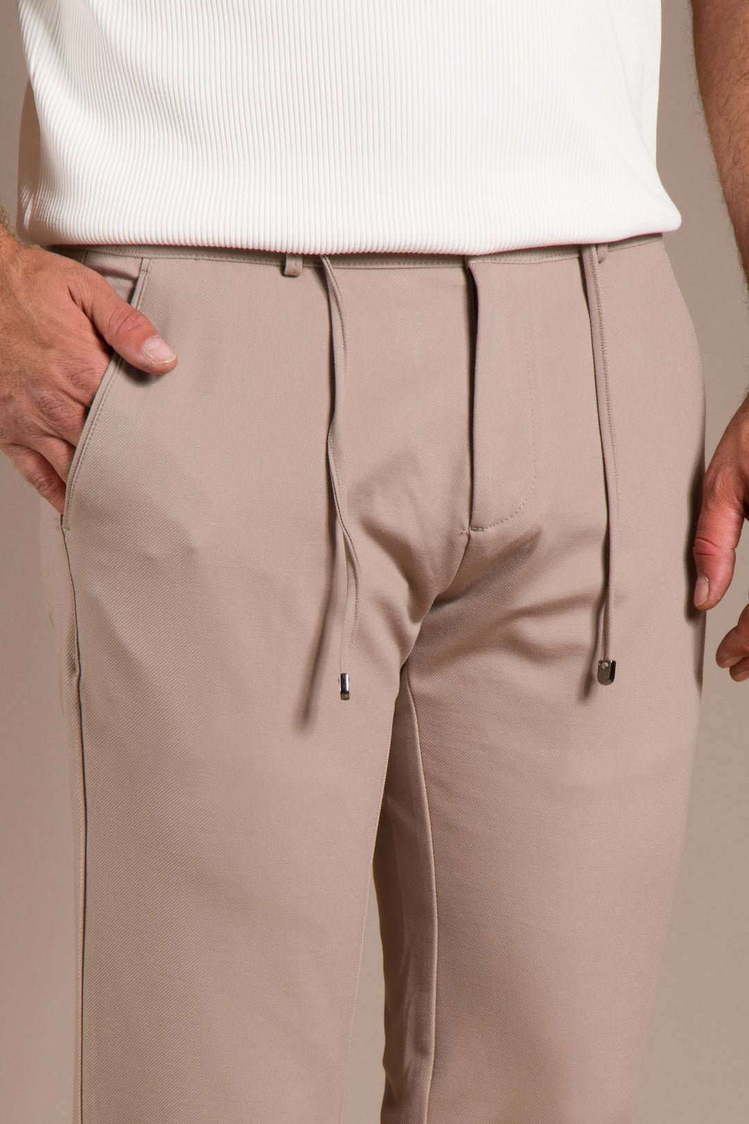 Bej Nicole Lastikli Slim Fit Jogger