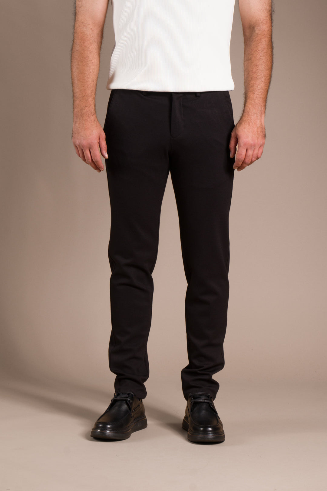 Siyah Monaco Ribanalı Slim Fit Pantolon