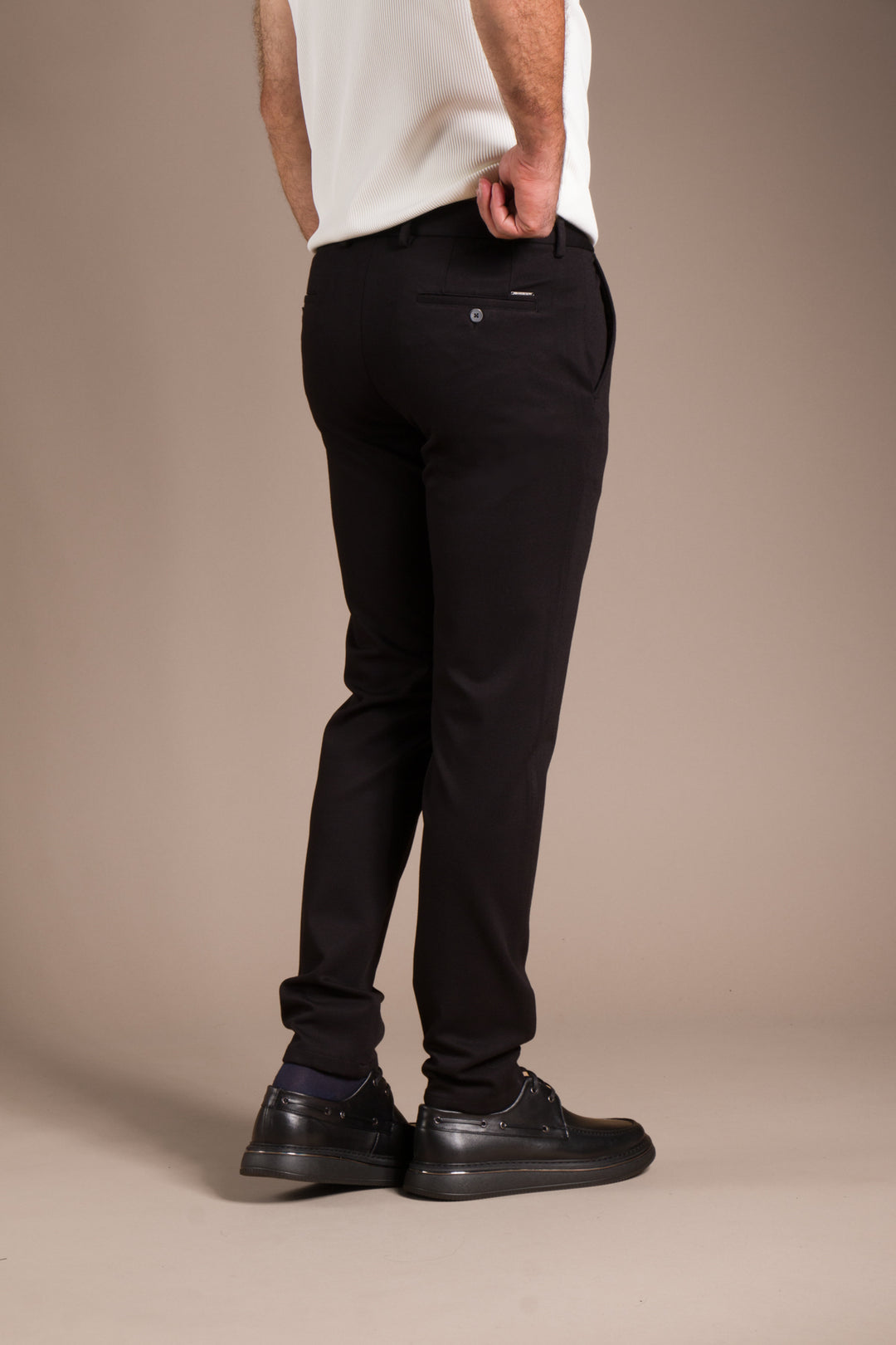 Siyah Monaco Ribanalı Slim Fit Pantolon