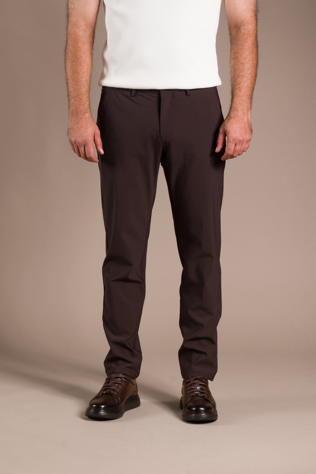 Kahve Ribanalı Kolombiya Slim Fit Pantolon