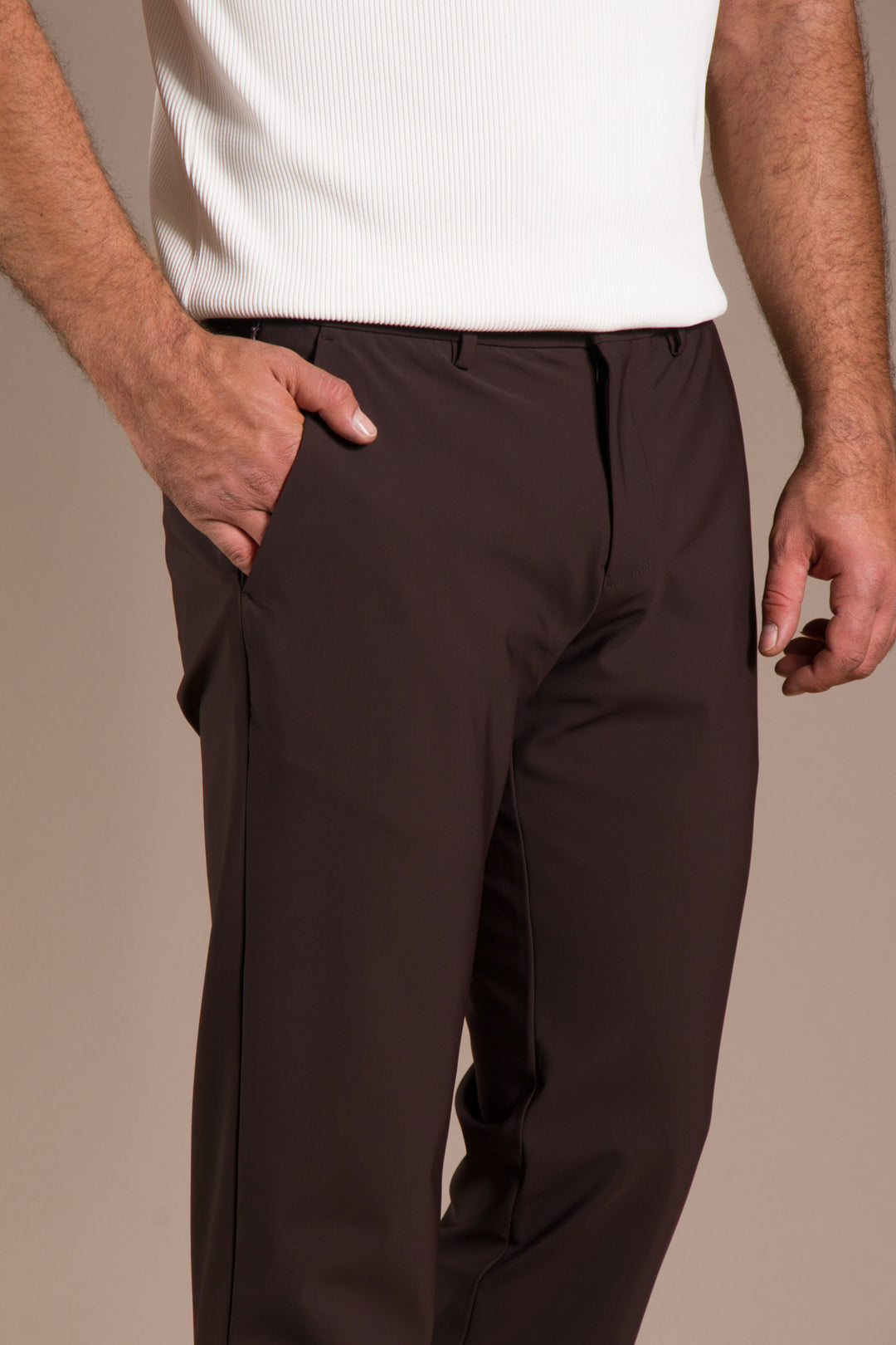 Kahve Ribanalı Kolombiya Slim Fit Pantolon