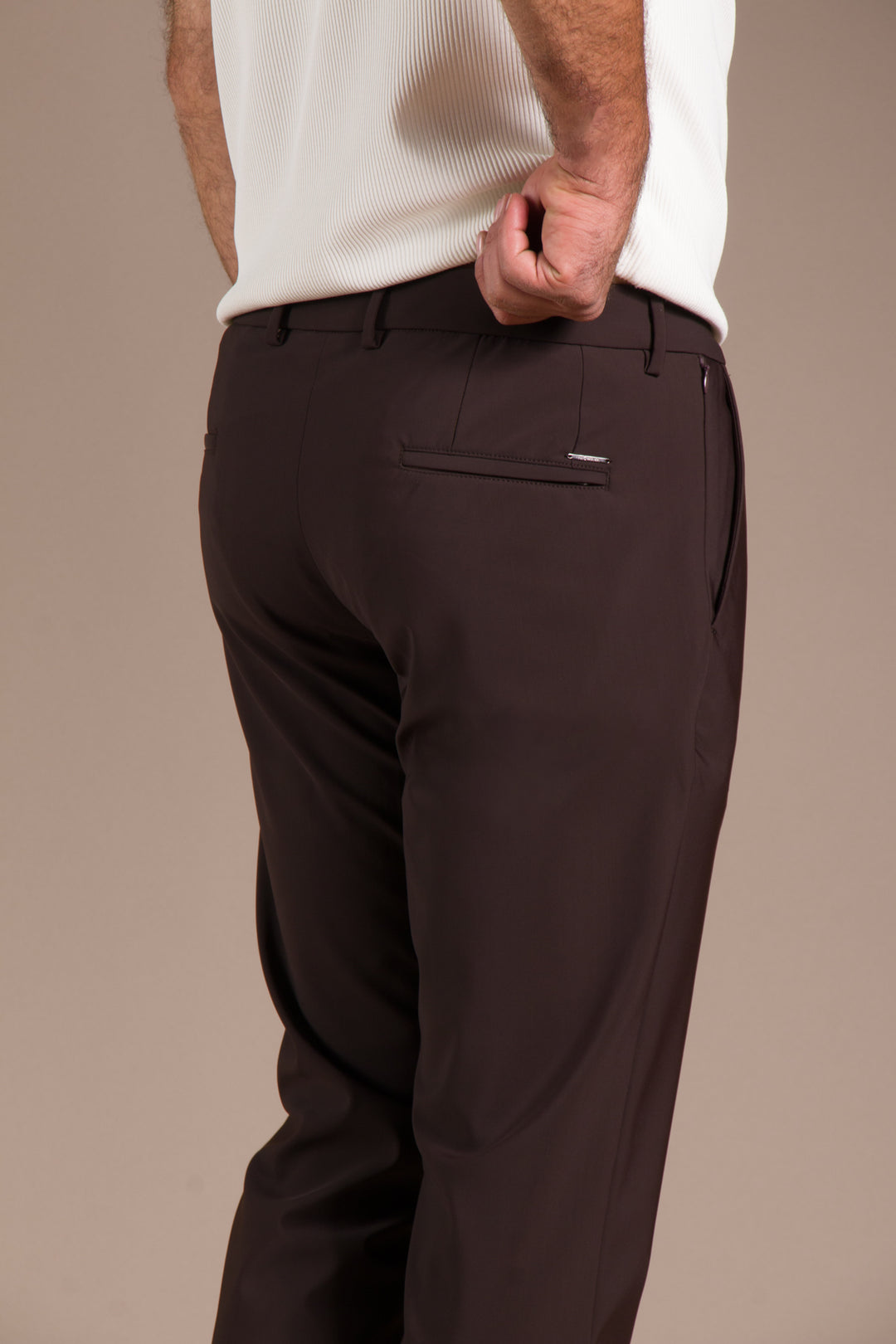 Kahve Ribanalı Kolombiya Slim Fit Pantolon