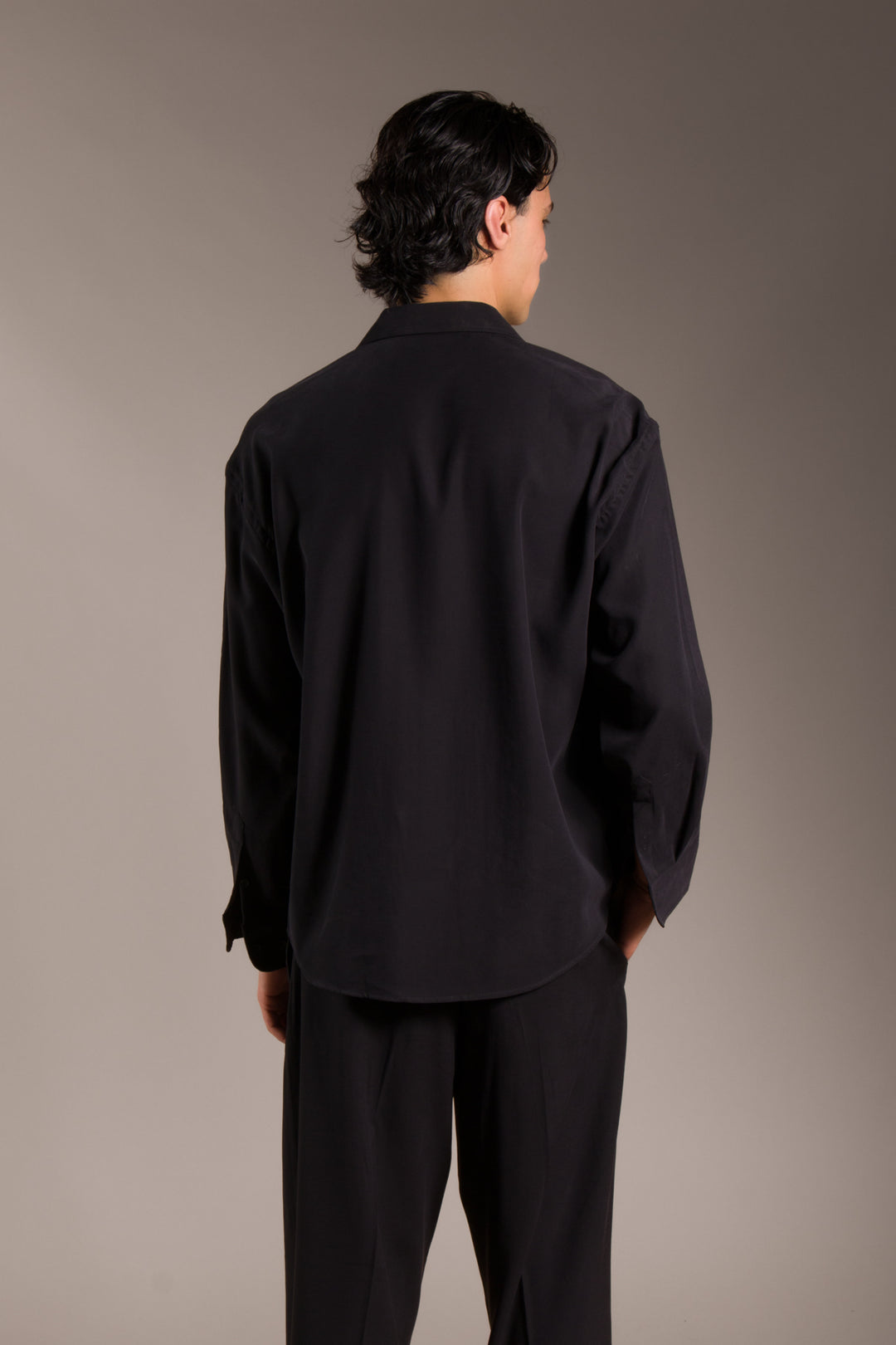 Siyah Oversize Modal Gömlek