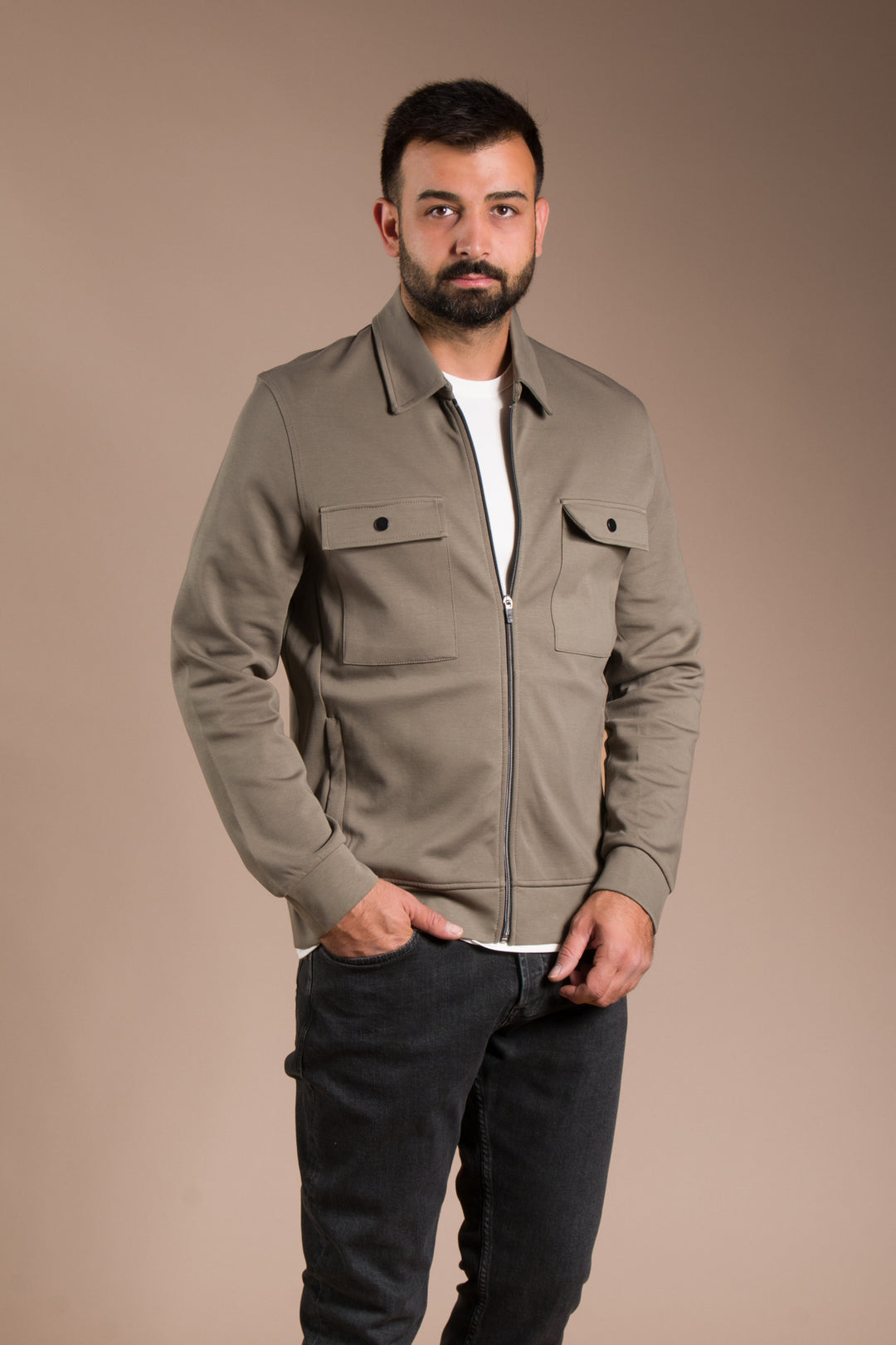 Haki Soft Penye İnce Ceket