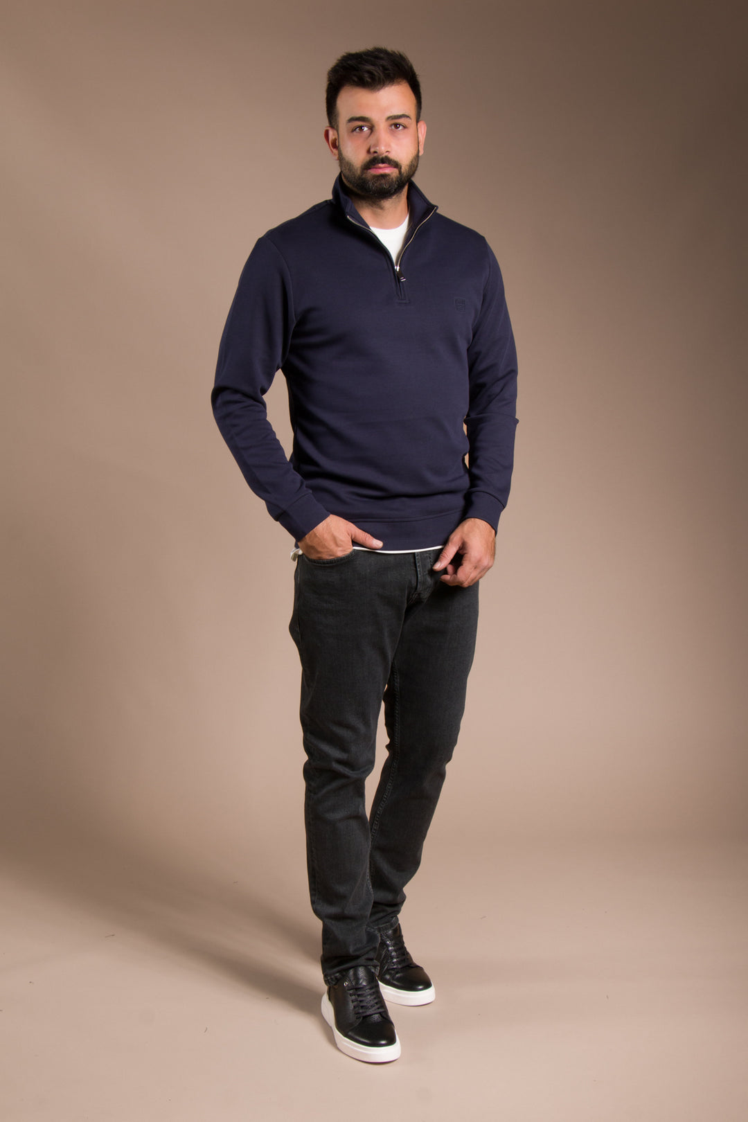 Lacivert Soft Yarım Fermuarlı Sweatshirt