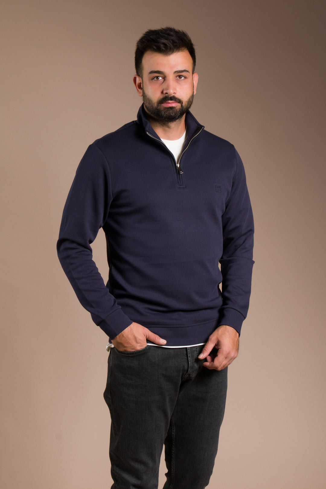 Lacivert Soft Yarım Fermuarlı Sweatshirt
