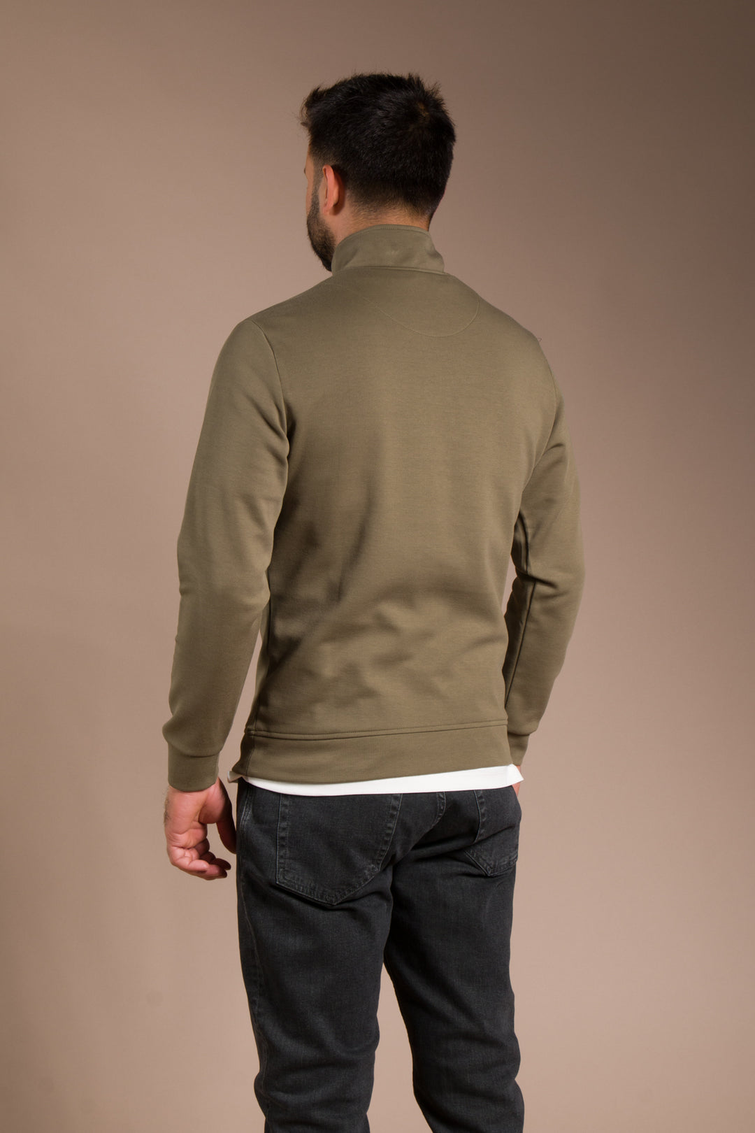 Haki Soft Yarım Fermuarlı Sweatshirt