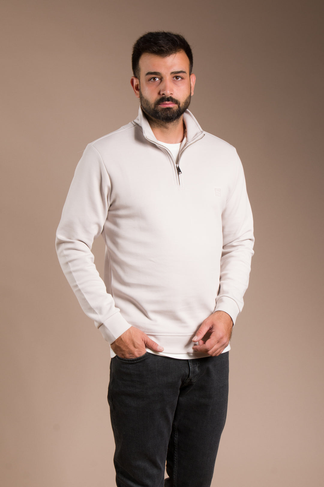 Taş Soft Yarım Fermuarlı Sweatshirt