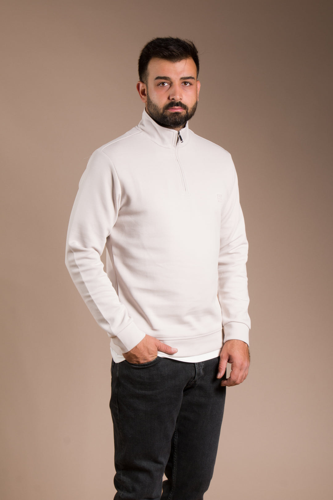 Taş Soft Yarım Fermuarlı Sweatshirt
