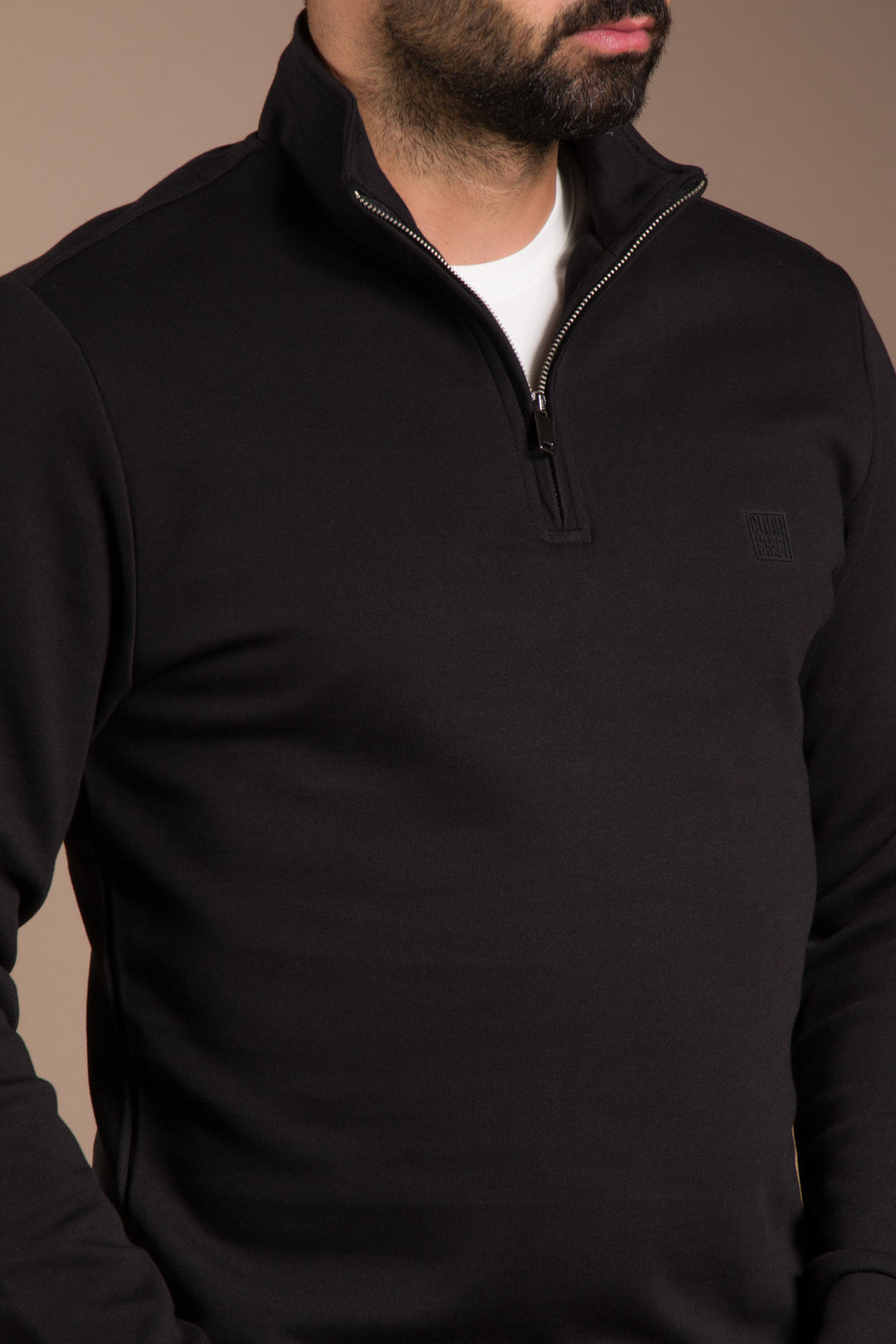 Siyah Soft Yarım Fermuarlı Sweatshirt