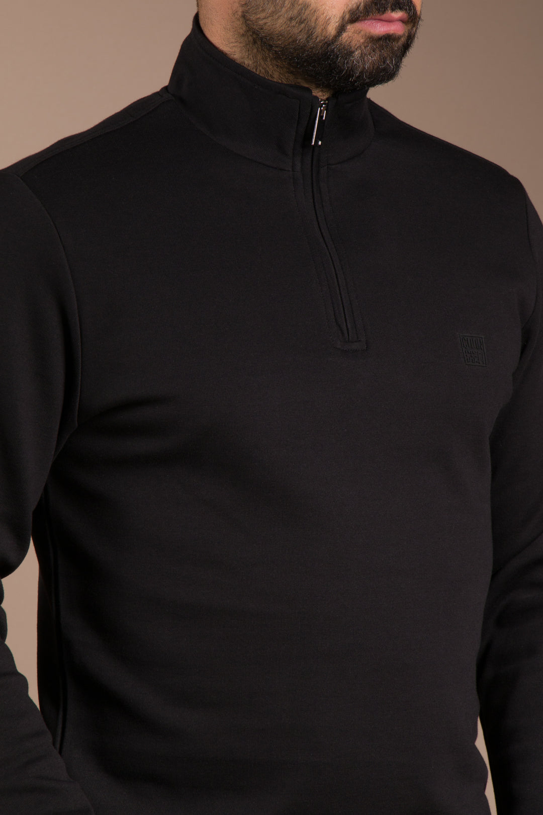 Siyah Soft Yarım Fermuarlı Sweatshirt