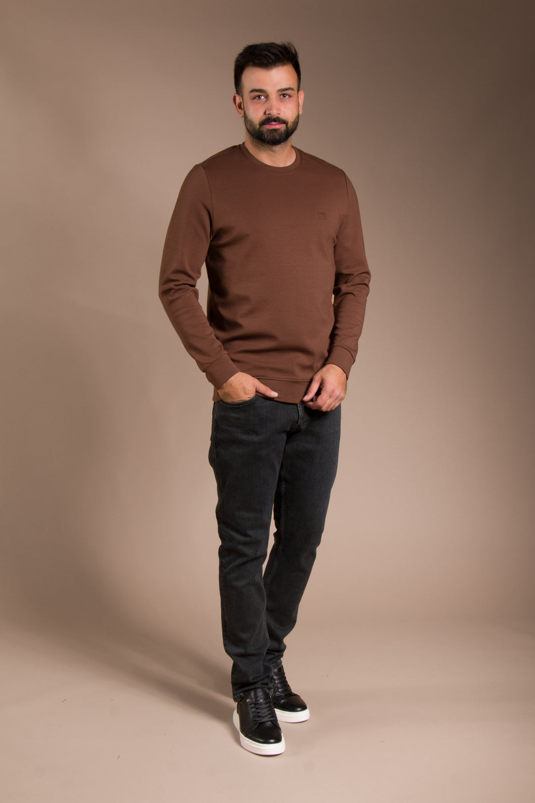 Kahve Soft Basic Sweatshirt