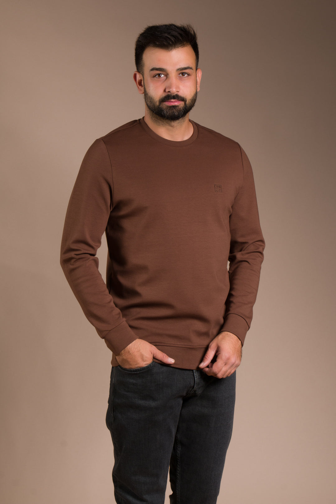 Kahve Soft Basic Sweatshirt