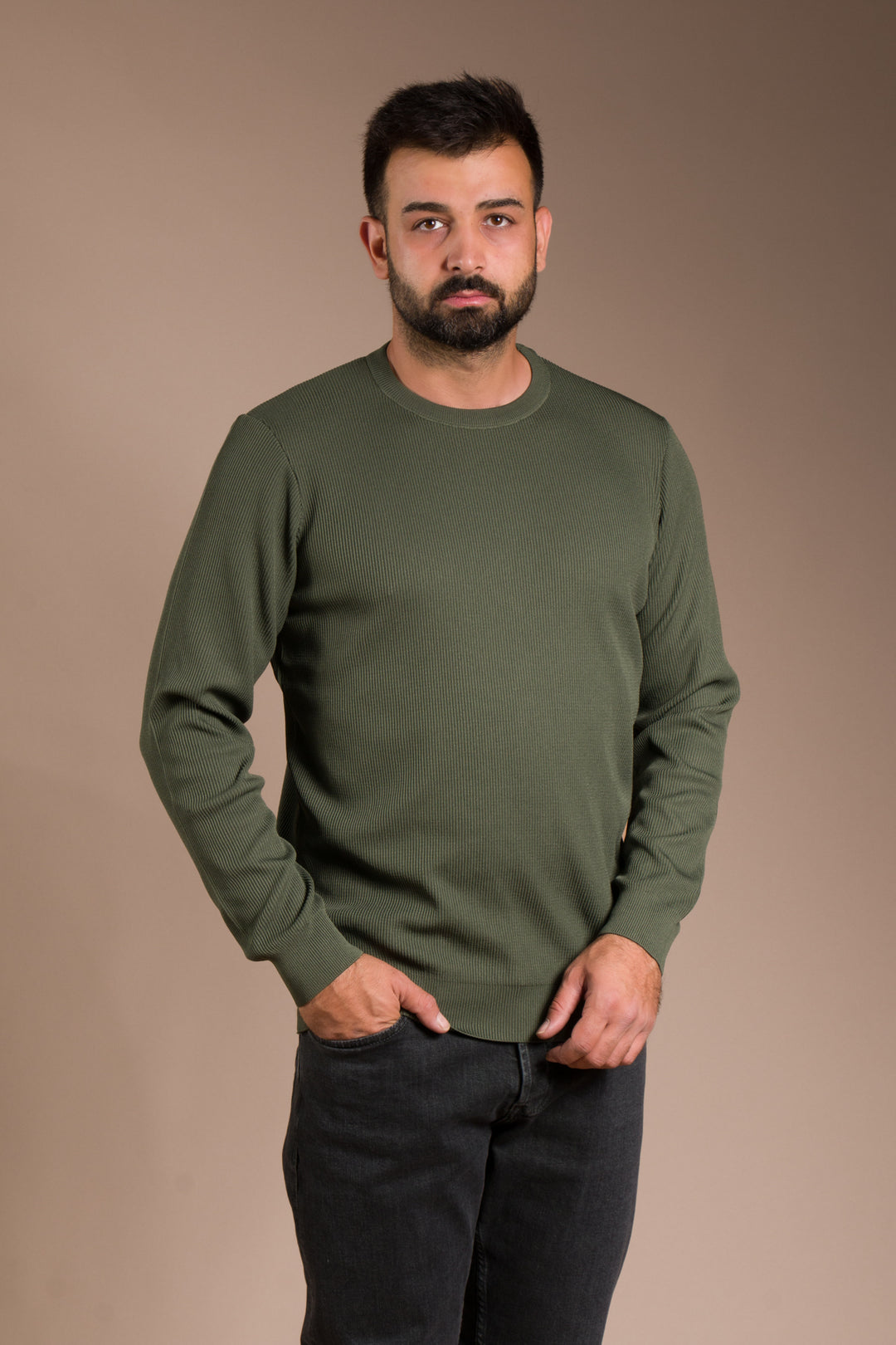Haki Basic Fitilli Triko