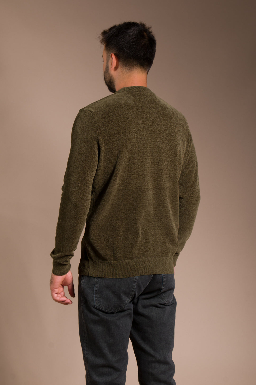 Haki Basic Dokulu Şönil Sweatshirt