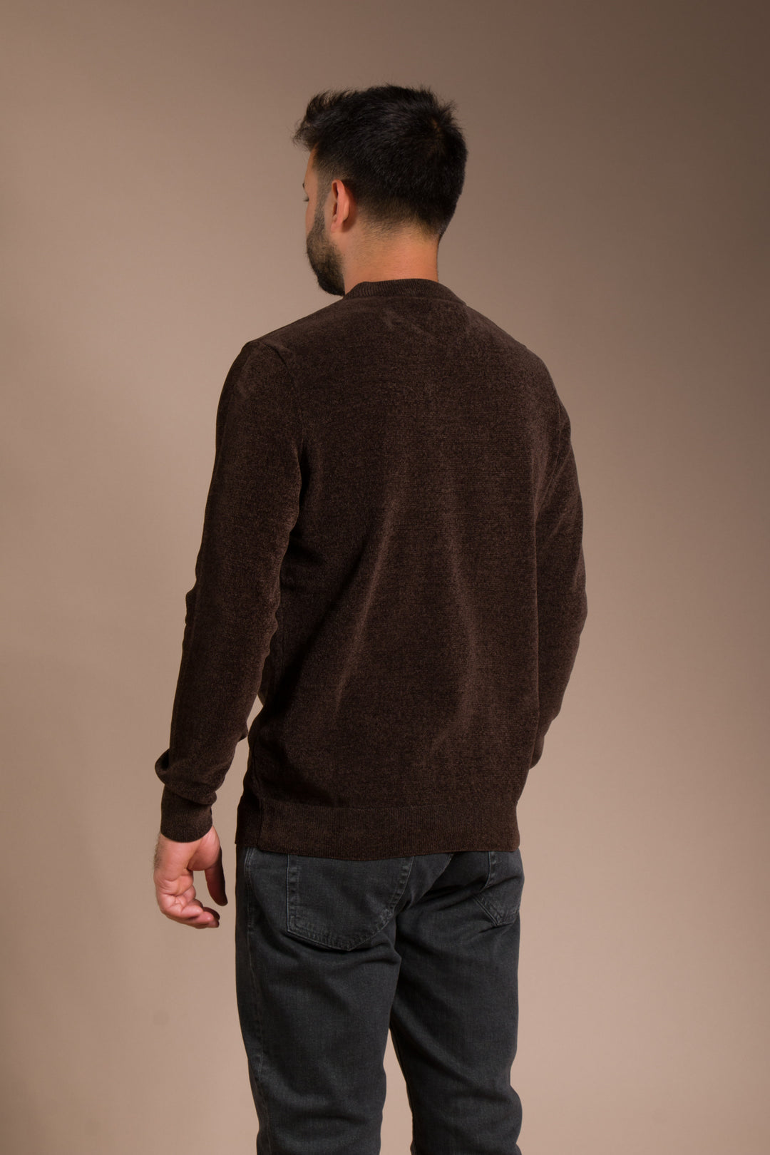 Kahve Basic Dokulu Şönil Sweatshirt